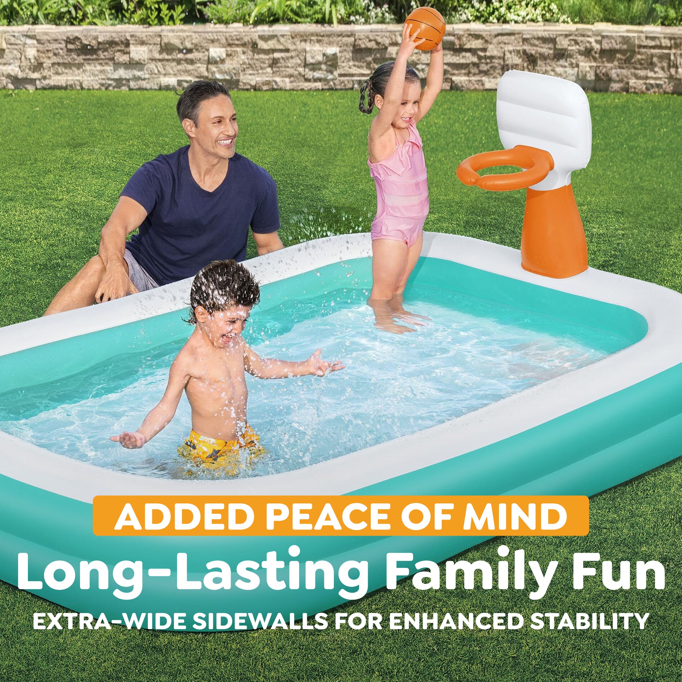 Inflatable Family Dunk'n Splash 8'3" x 66" x 40" Pool w/ Basketball (Open Box)