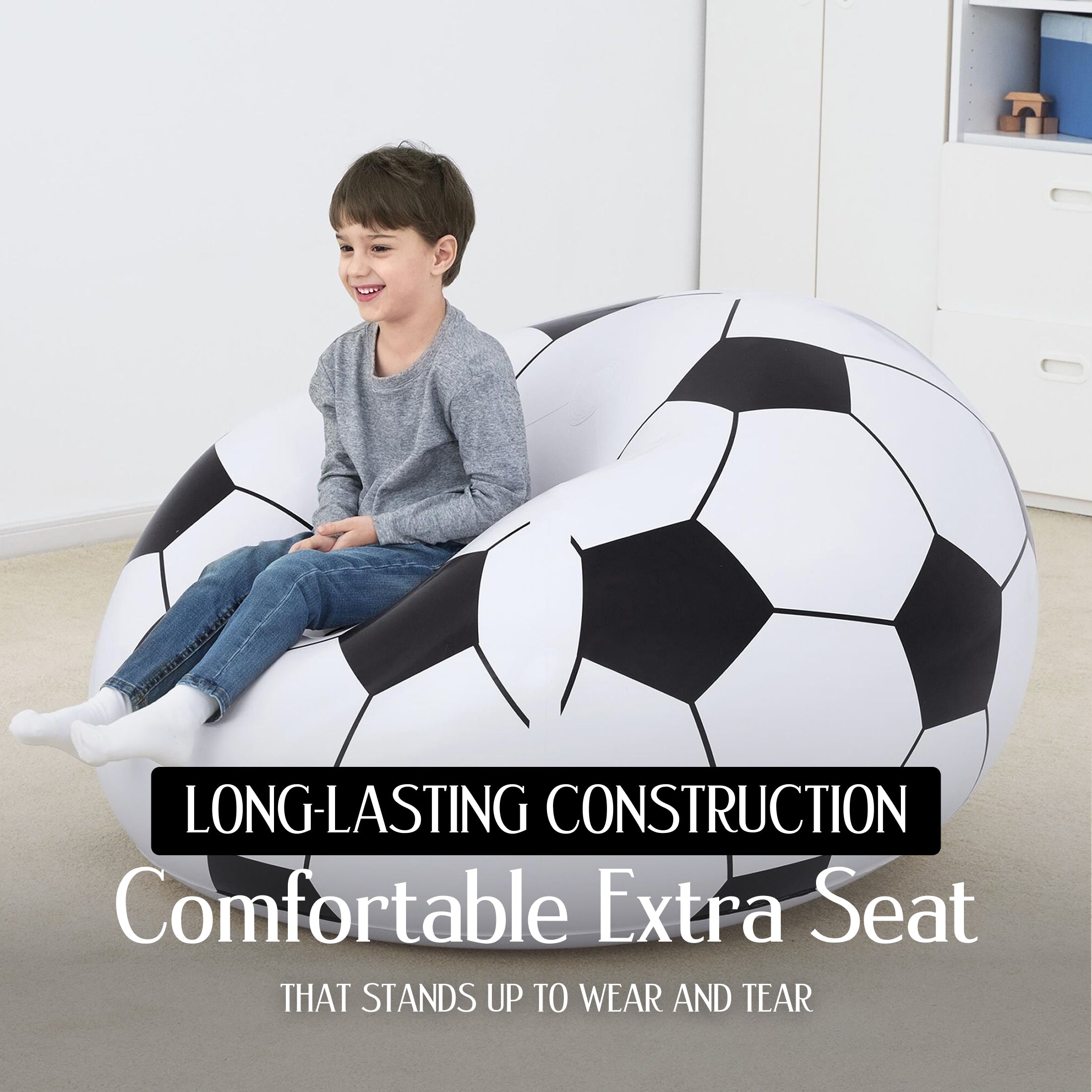 Bestway 45" x 44" x 26"/1.14m x 1.12m x 66cm Beanless Soccer Ball Chair - VMInnovations