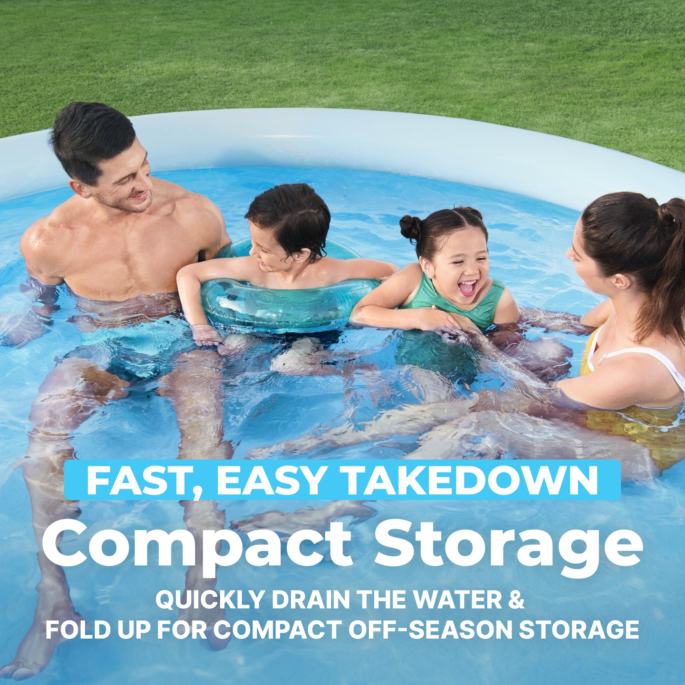 Bestway Fast Set Above Ground Pool, Round Inflatable Ring Top Pool (Used)
