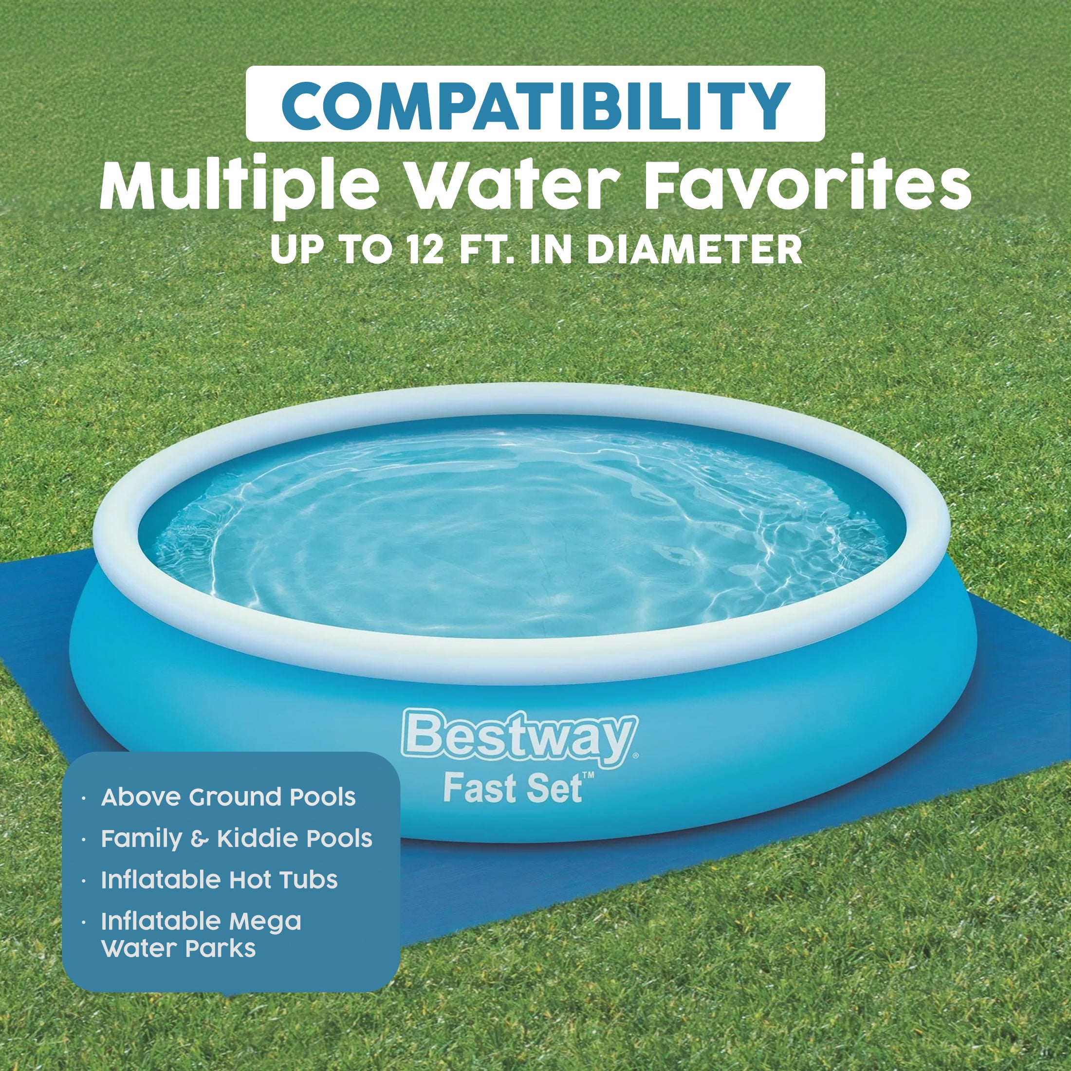 Bestway Square Ground Cloth for 12' Above Ground Pool & Hot Tub, (Open Box)