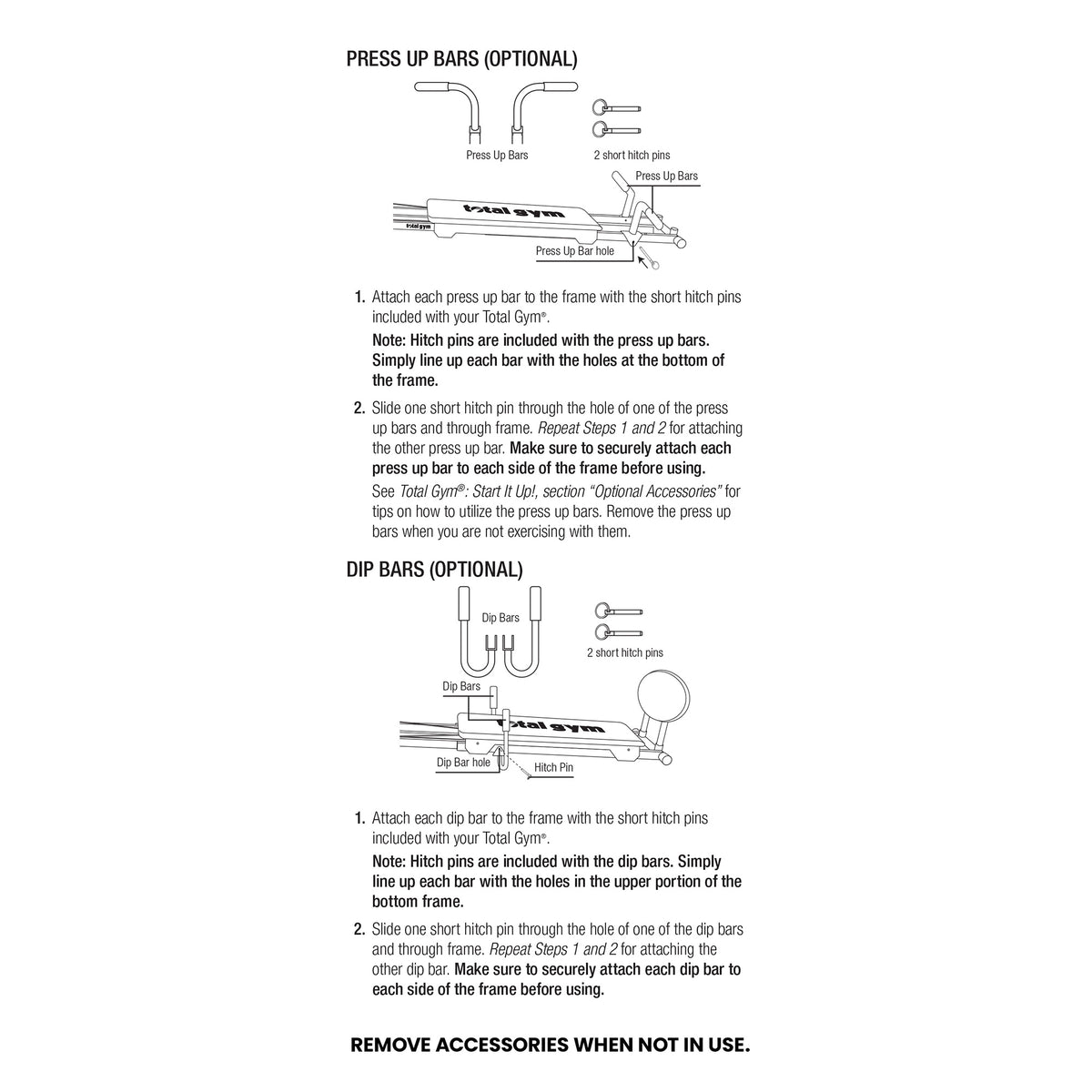 Total Gym Upper Body System w/ Dip Bars and Press-Up Bars for Strength Training