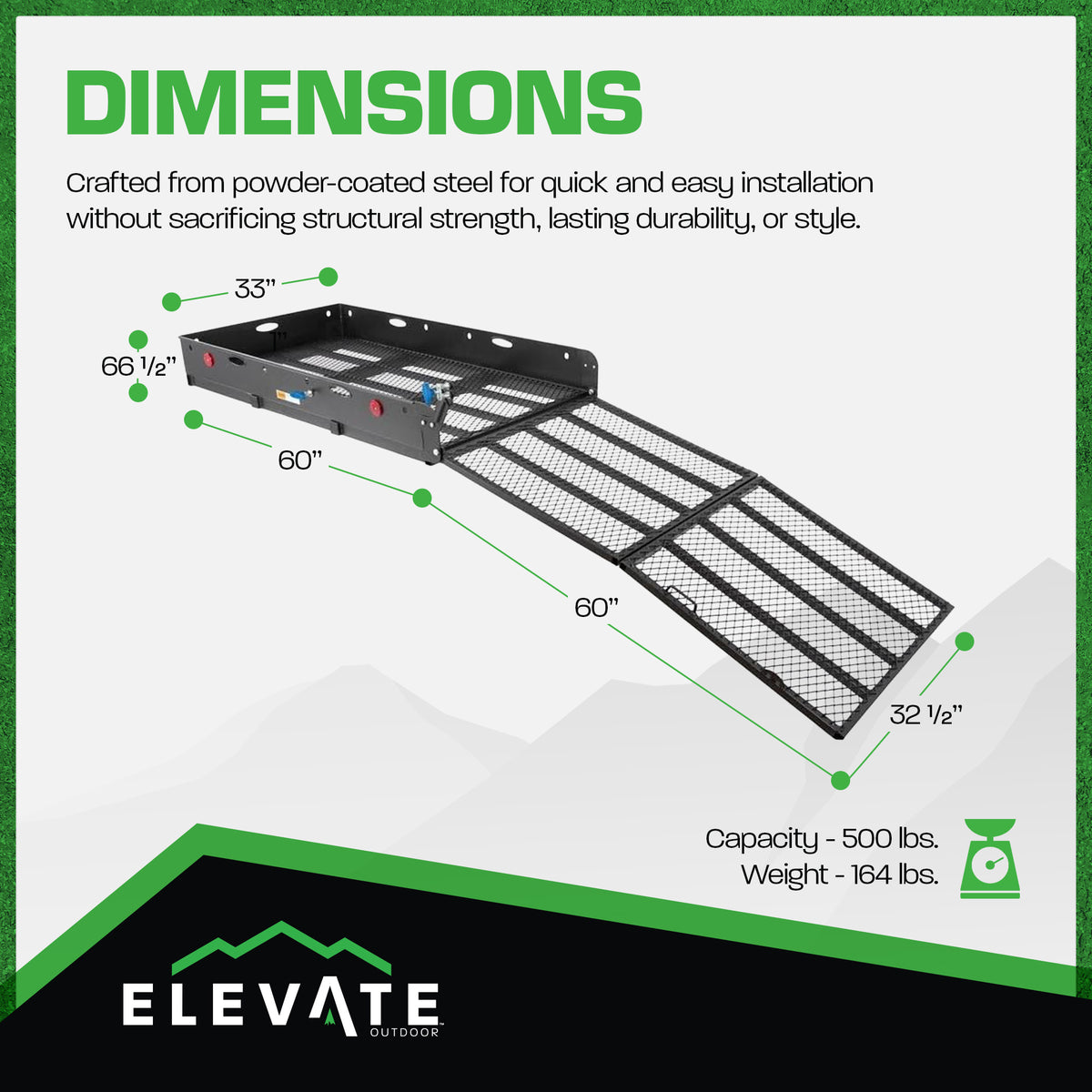 Elevate Outdoor Aluminum Tray Premium Cargo Carrier with 60-Inch Loading Ramp