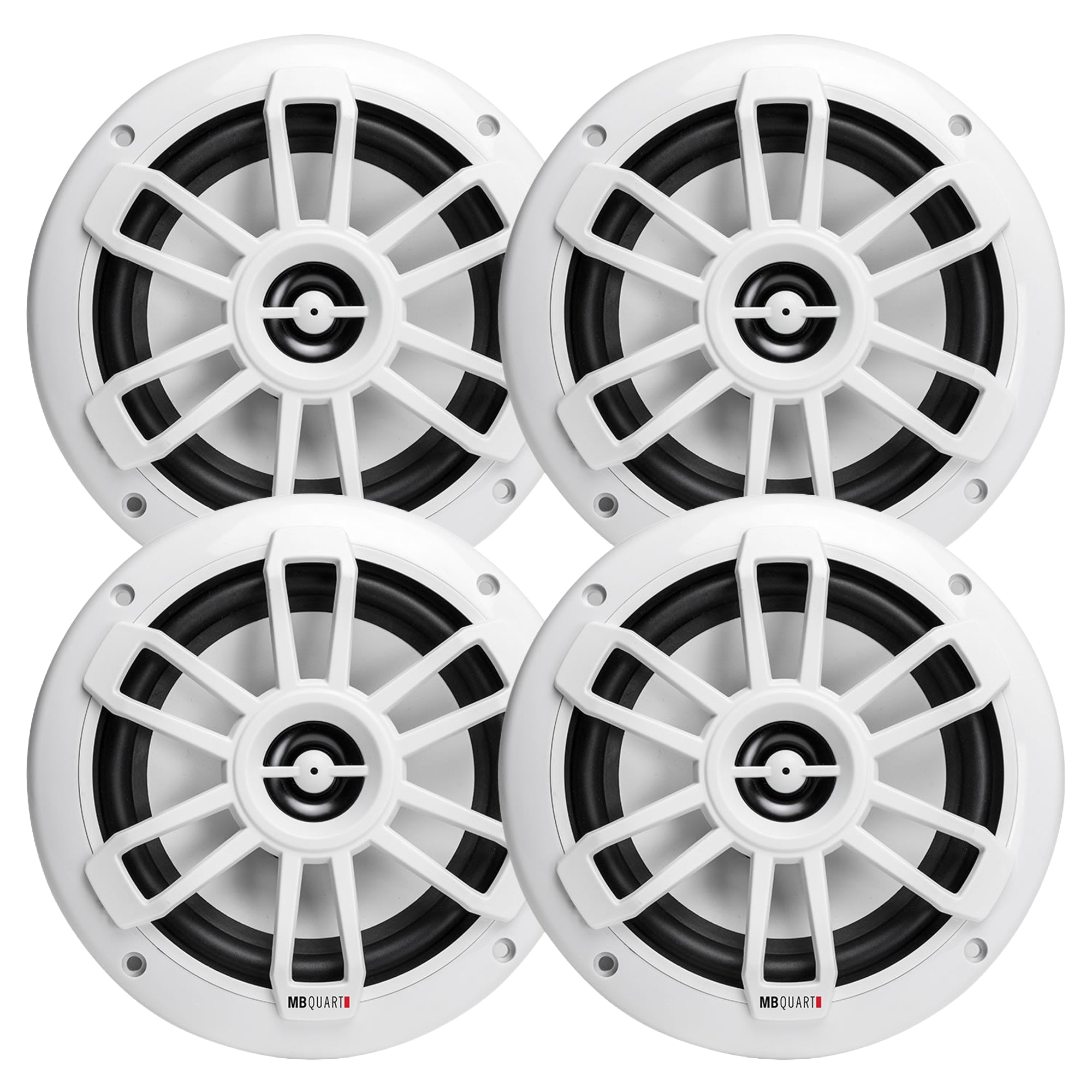 MB Quart NF1-116 Nautic Series Marine Coaxial Speakers, 6.5", White, 4 Pack