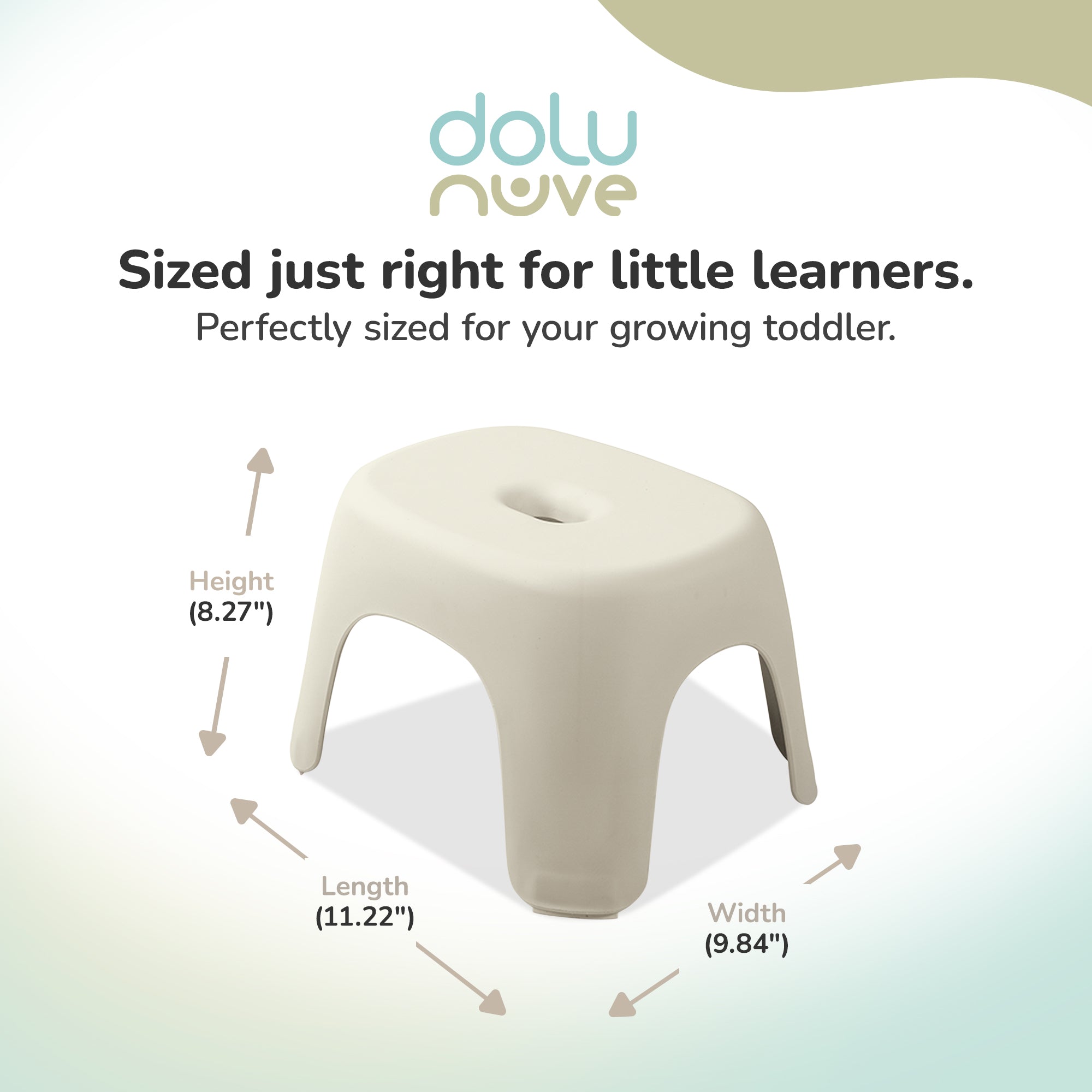 Dolu Nuve Kids Non-Slip Step Stool Toddler Helper for Bathroom, Relax Beige - VMInnovations