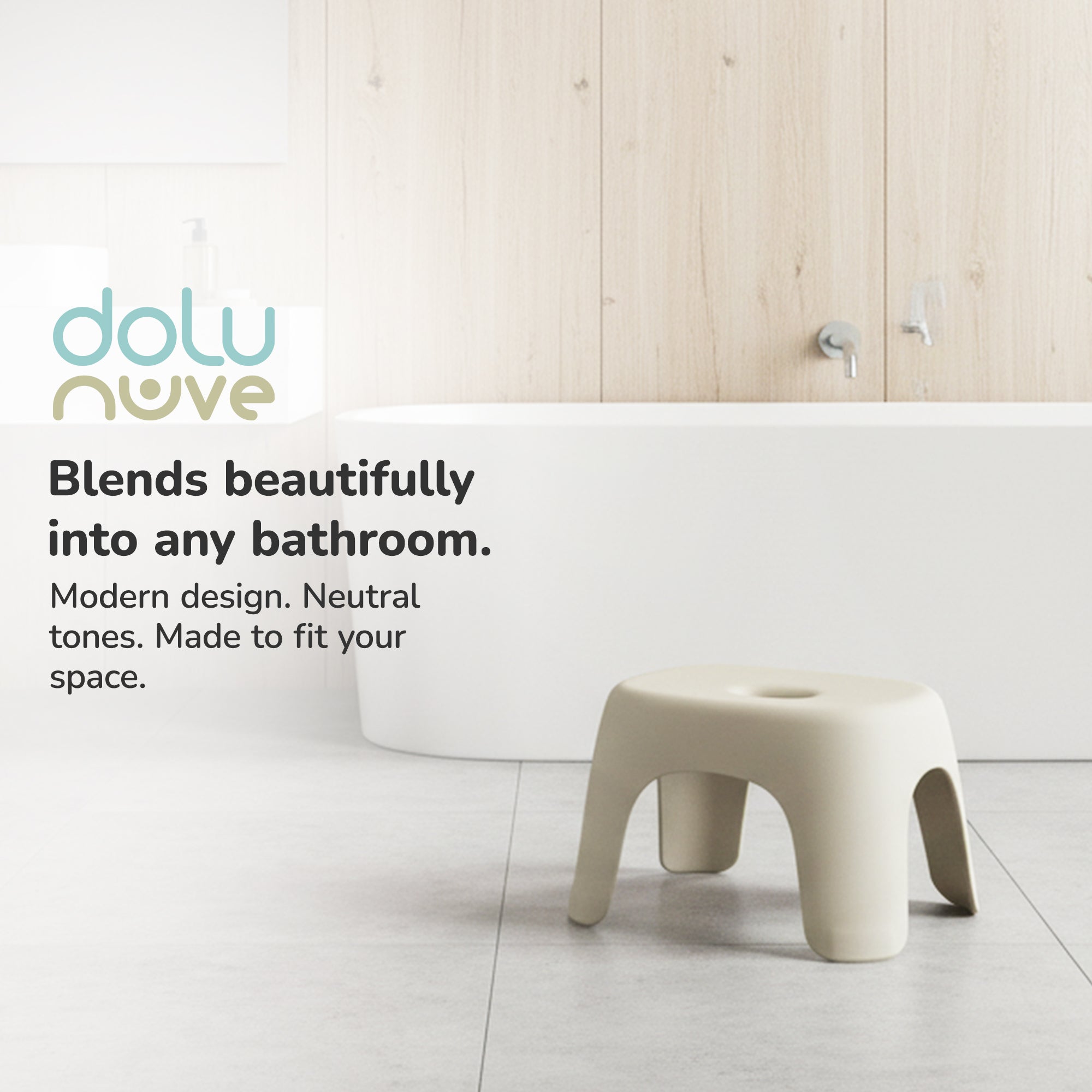 Dolu Nuve Kids Non-Slip Step Stool Toddler Helper for Bathroom, Relax Beige - VMInnovations