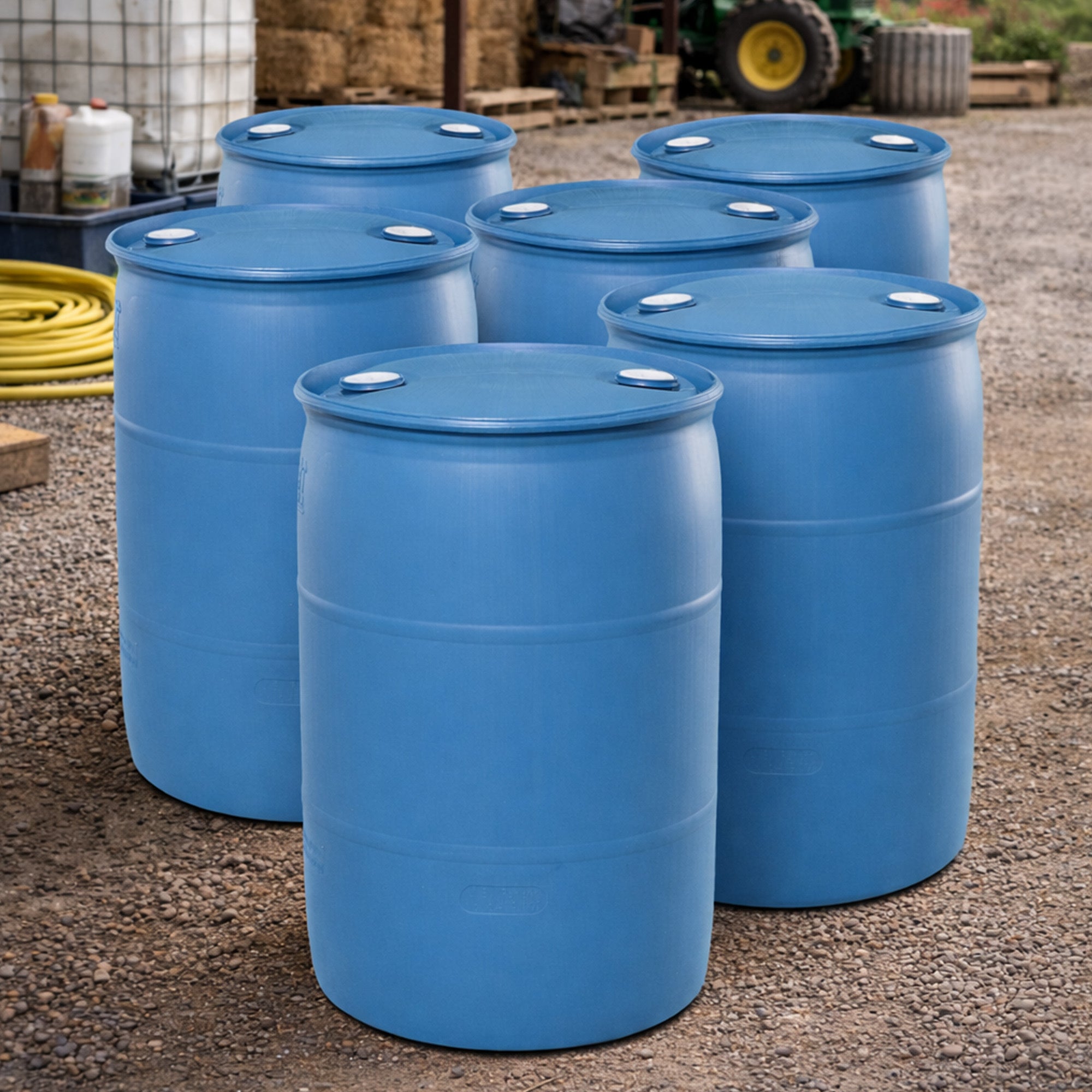 Bushman 55 Gallon Plastic Drum, Tight Head HDPE Storage Container with Lid(Used)