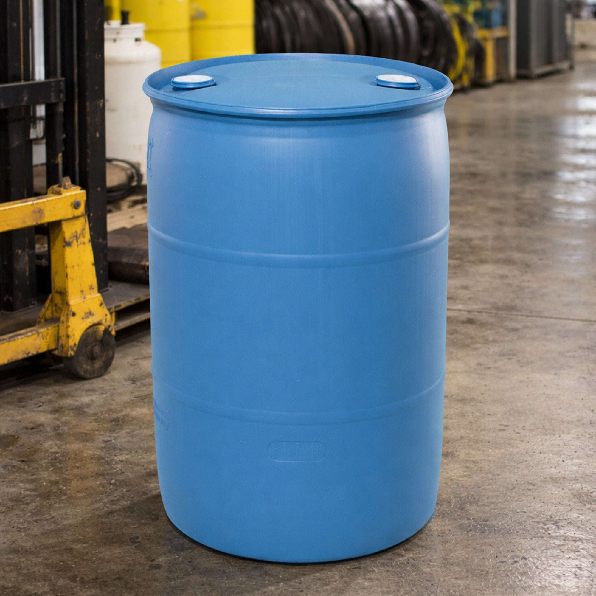 Bushman 55 Gallon Plastic Drum, Tight Head HDPE Container with Lid (Open Box)