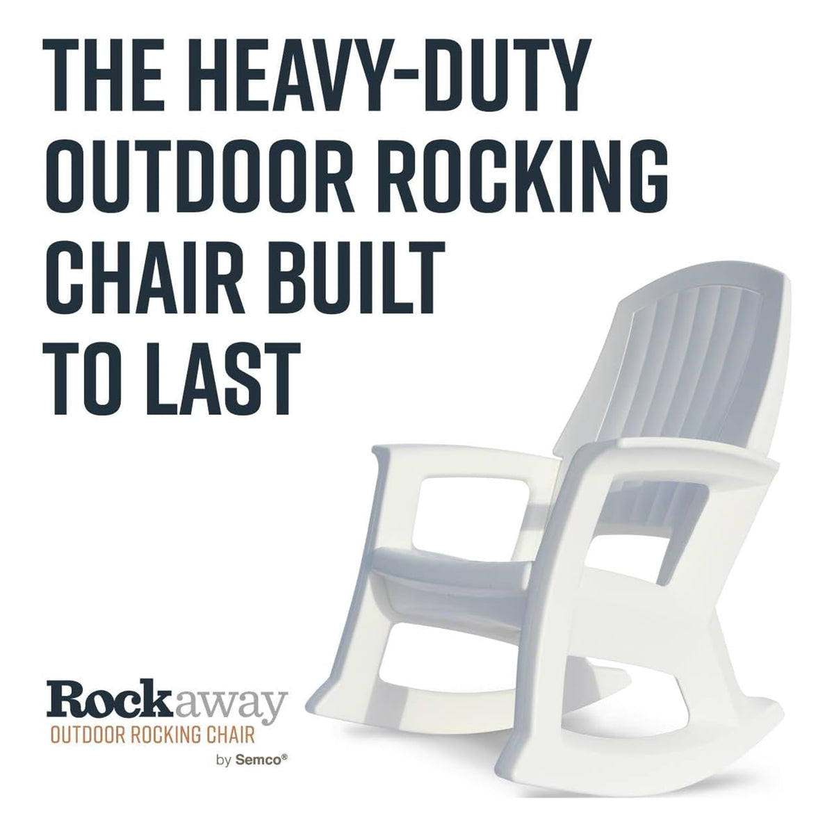 Semco Rockaway Heavy Duty All-Weather Outdoor Rocking Chair, Gray (Open Box)