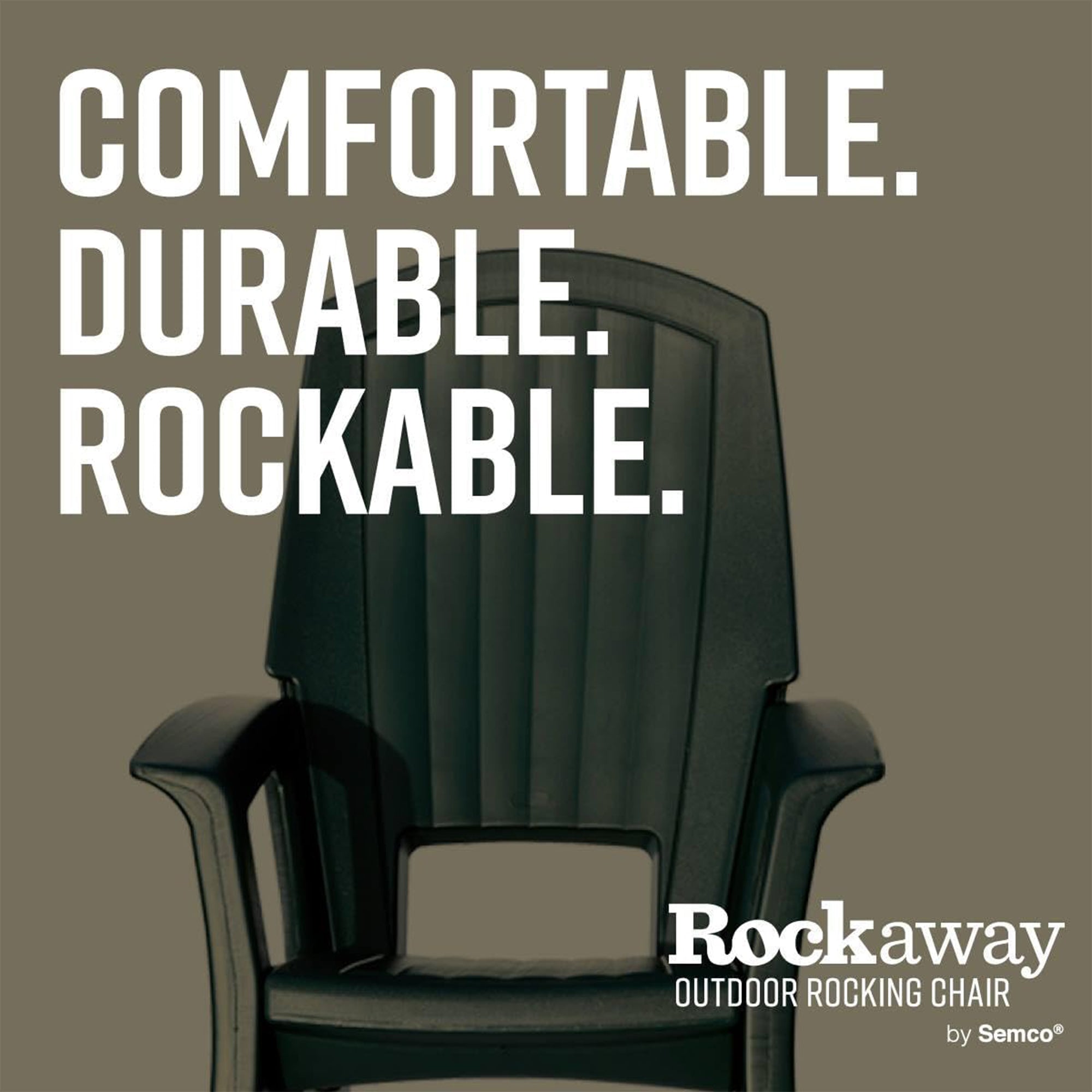 Semco Rockaway Heavy Duty All-Weather Outdoor Rocking Chair, Gray (Open Box)
