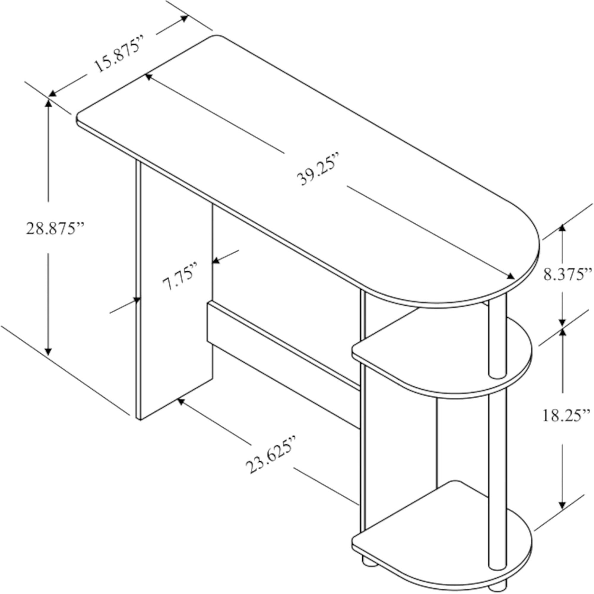 Redmon Computer Laptop Media Desk for Home or Office with Storage Shelves, Black - VMInnovations