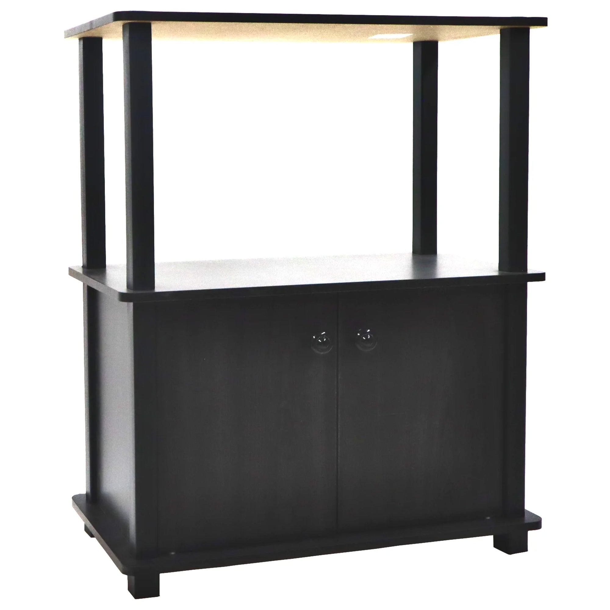 Redmon Freestanding 3-Shelf 2-Door Storage Floor Cabinet, Espresso Woodgrain - VMInnovations