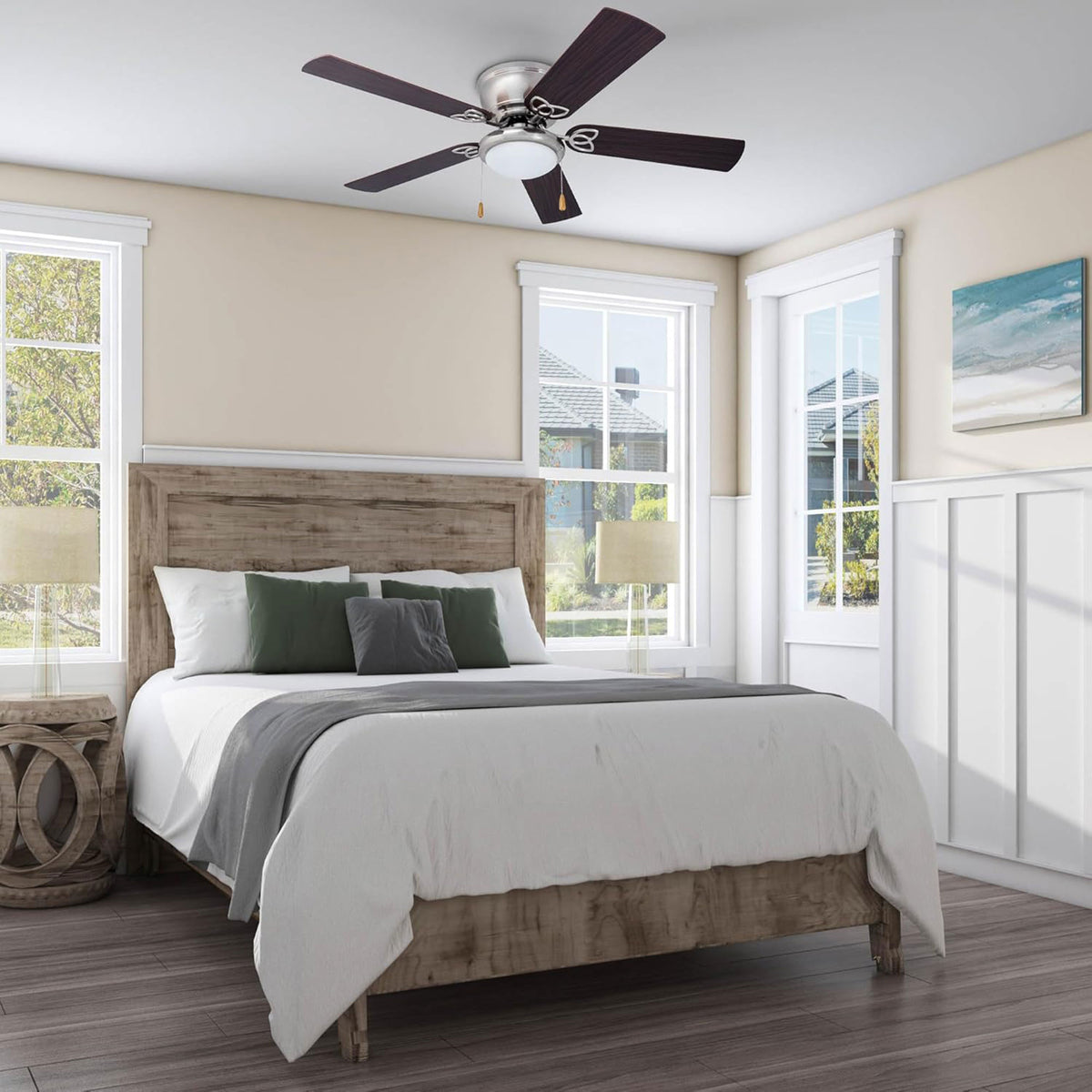 Prominence Home Benton 52" Indoor LED Ceiling Fan w/ Pull Chain, Brushed Nickel