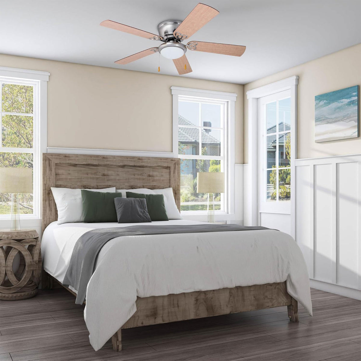 Prominence Home Benton 52" Indoor LED Ceiling Fan w/ Pull Chain, Brushed Nickel