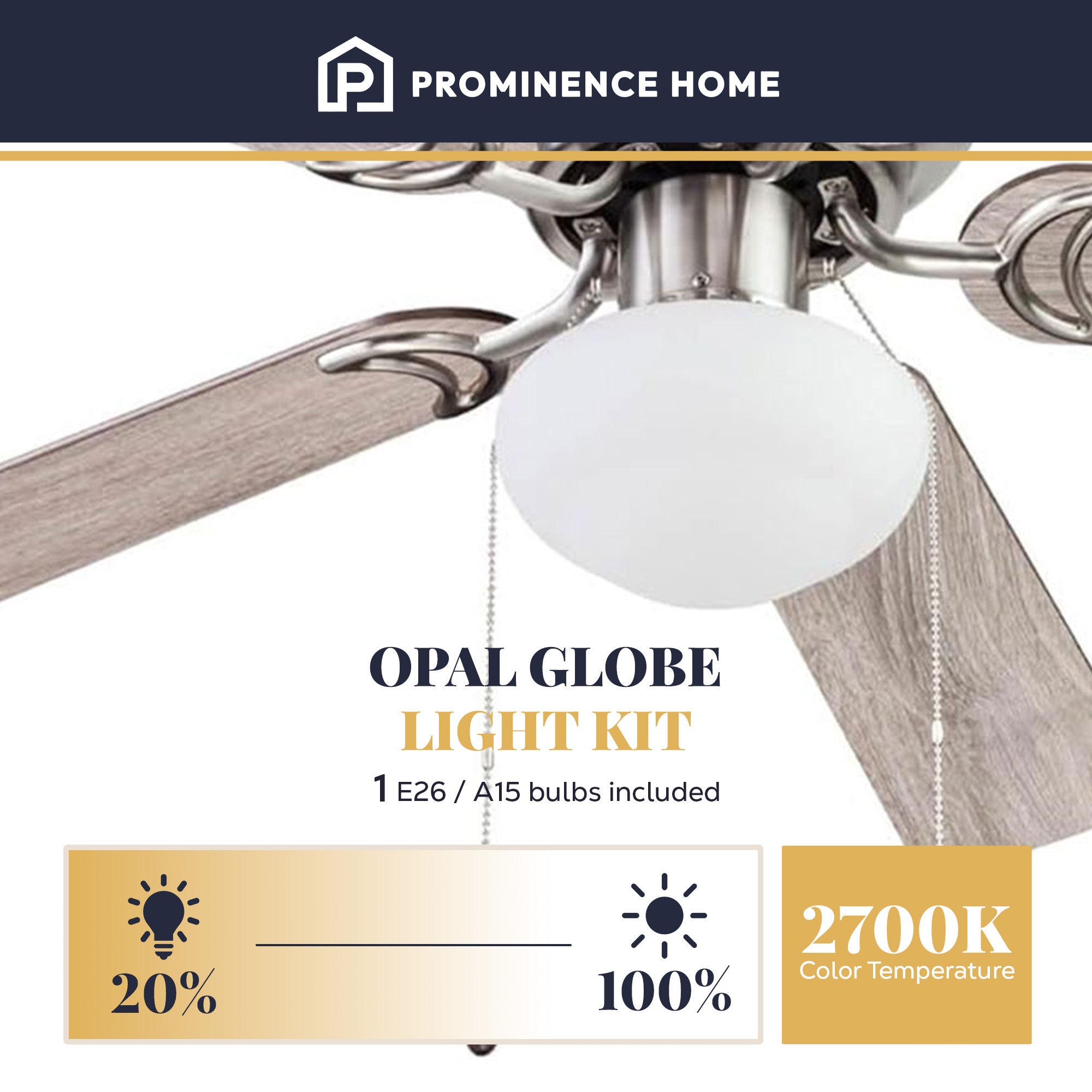 Prominence Home Alvina 44" Indoor LED Ceiling Fan with Pull Chain, Satin Nickel - VMInnovations