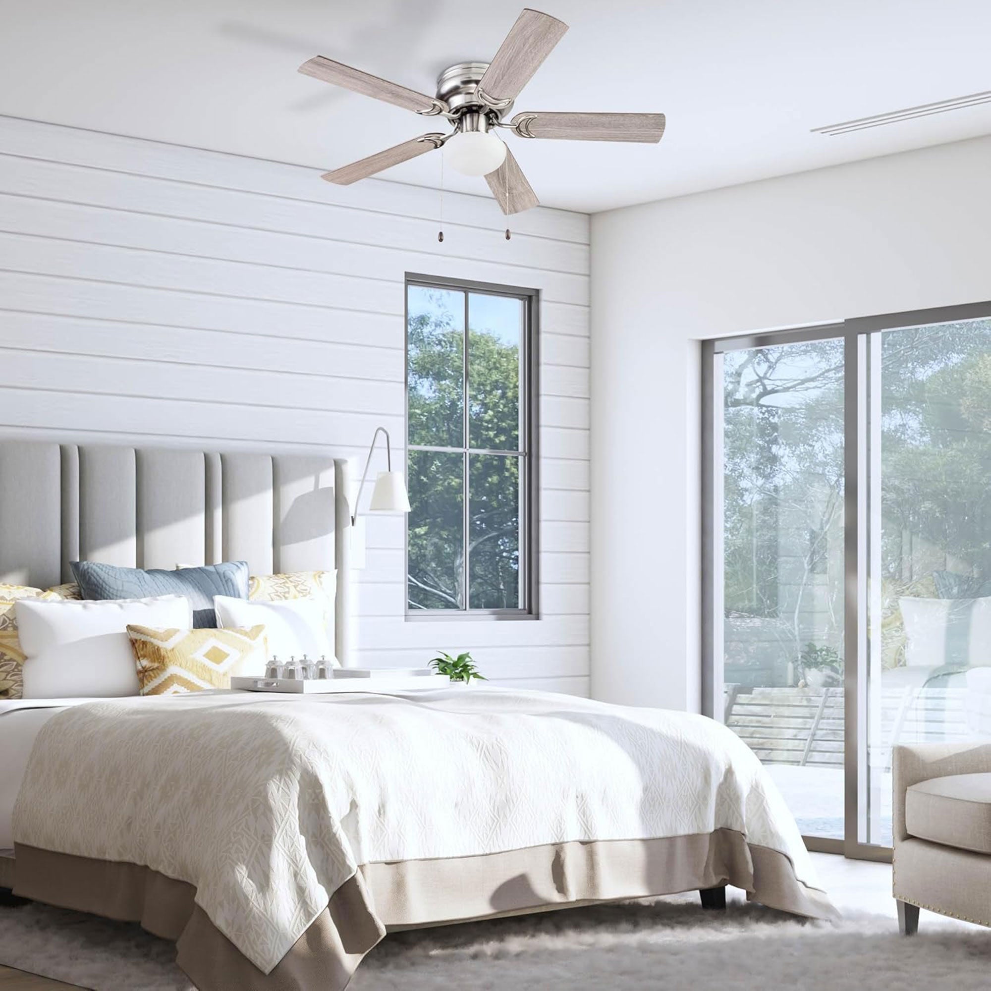 Prominence Home Alvina 44" Indoor LED Ceiling Fan with Pull Chain, Satin Nickel - VMInnovations