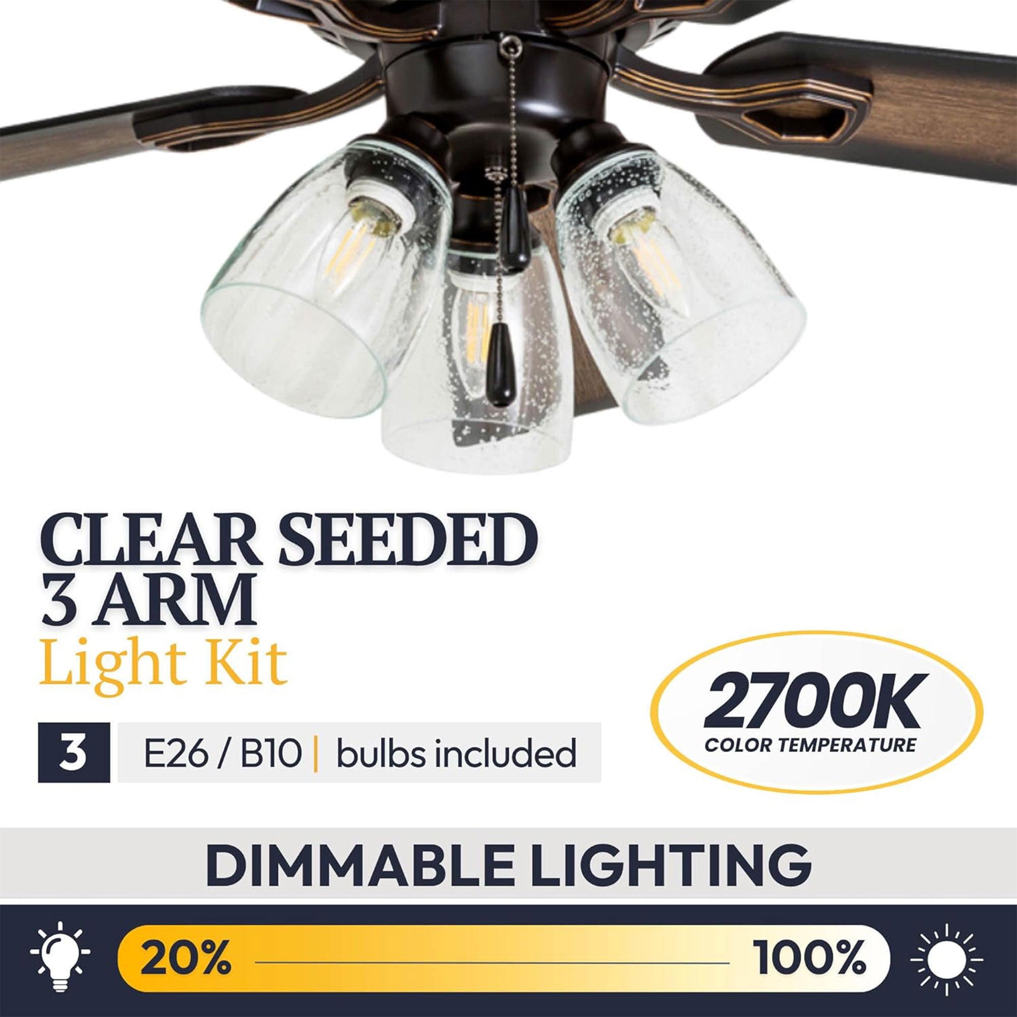 Prominence Home Glenmont, 52 Inch Farmhouse LED Ceiling Fan with Light, Bronze