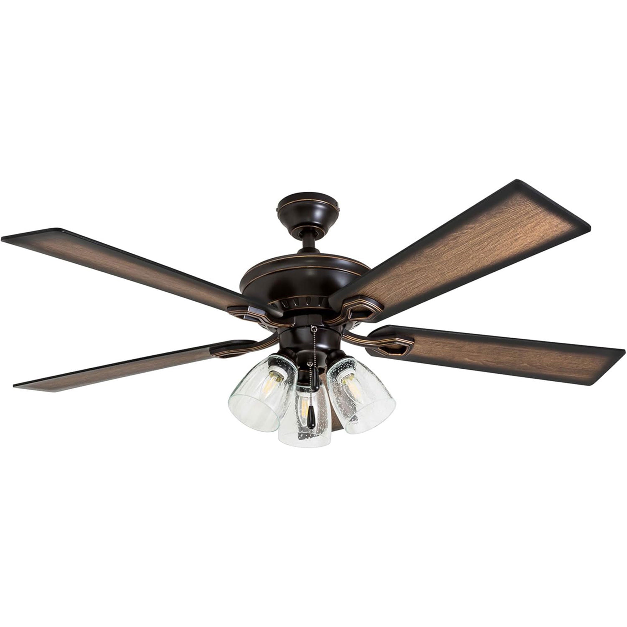 Prominence Home Glenmont, 52 Inch Farmhouse LED Ceiling Fan with Light, Bronze