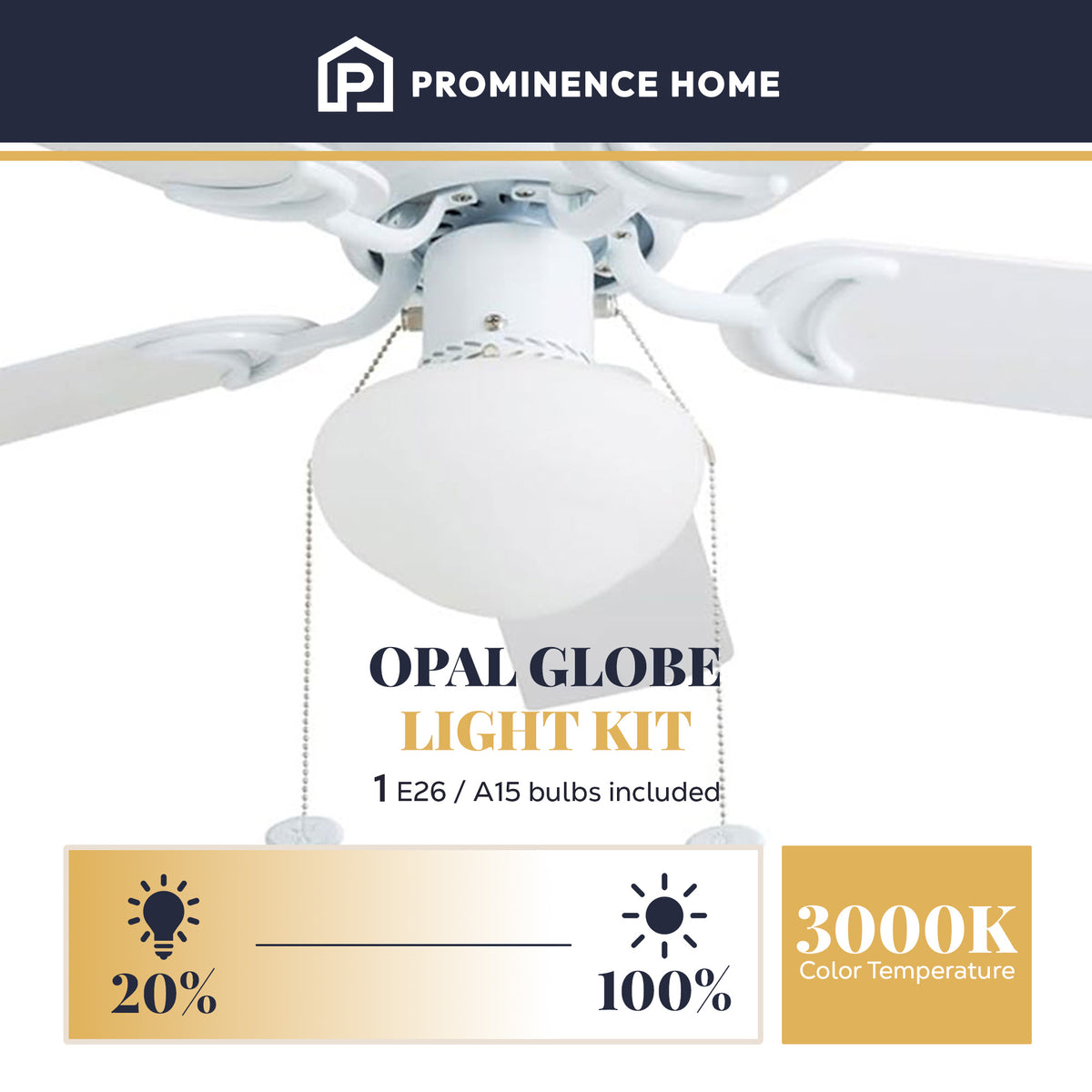 Prominence Home Alvina Traditional 42” Mount Ceiling Fan w/Light (Open Box)
