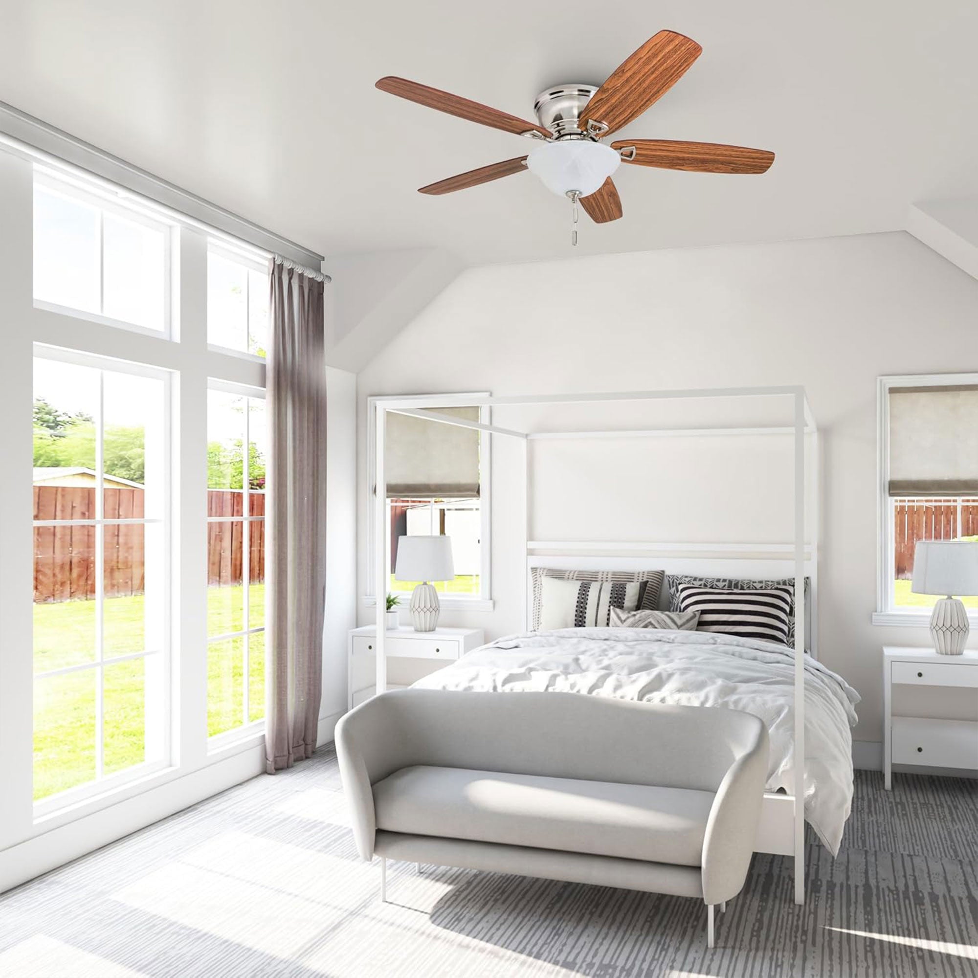 Glen Alden 52 Inch Indoor Ceiling Fan with Bowl Light, Brushed Nickel (Open Box) - VMInnovations