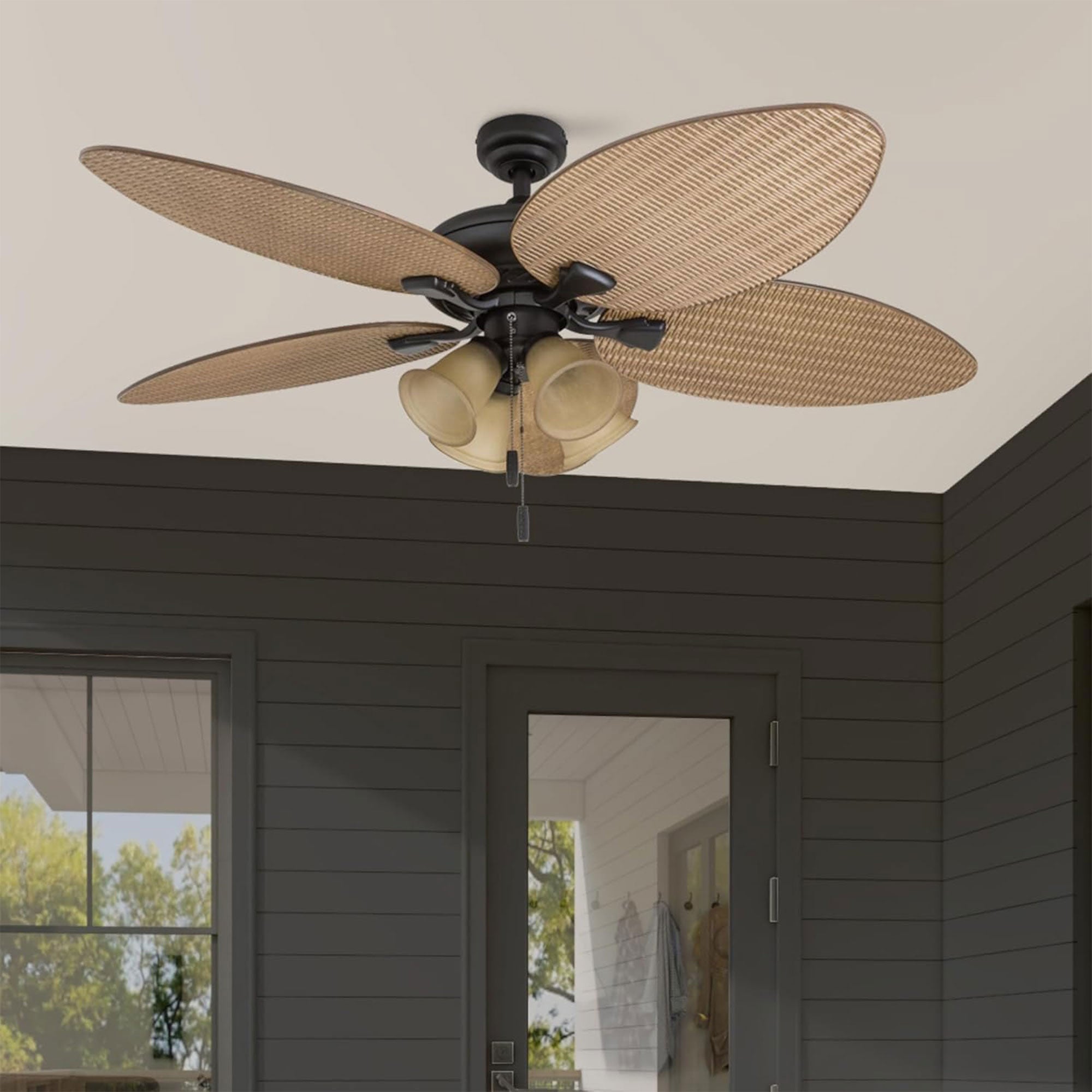 Honeywell Palm Valley 52" Tropical LED Ceiling Fan with Multi-Arm Light, Bronze - VMInnovations