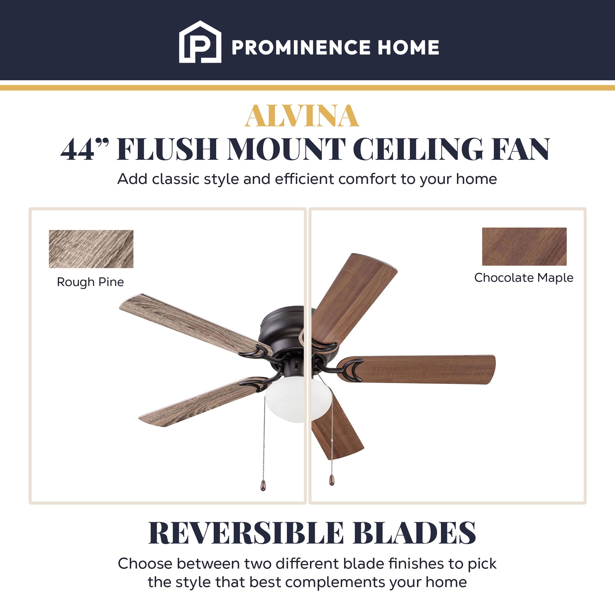 Prominence Home Alvina 44" Indoor LED Ceiling Fan with Pull Chain, Bronze - VMInnovations