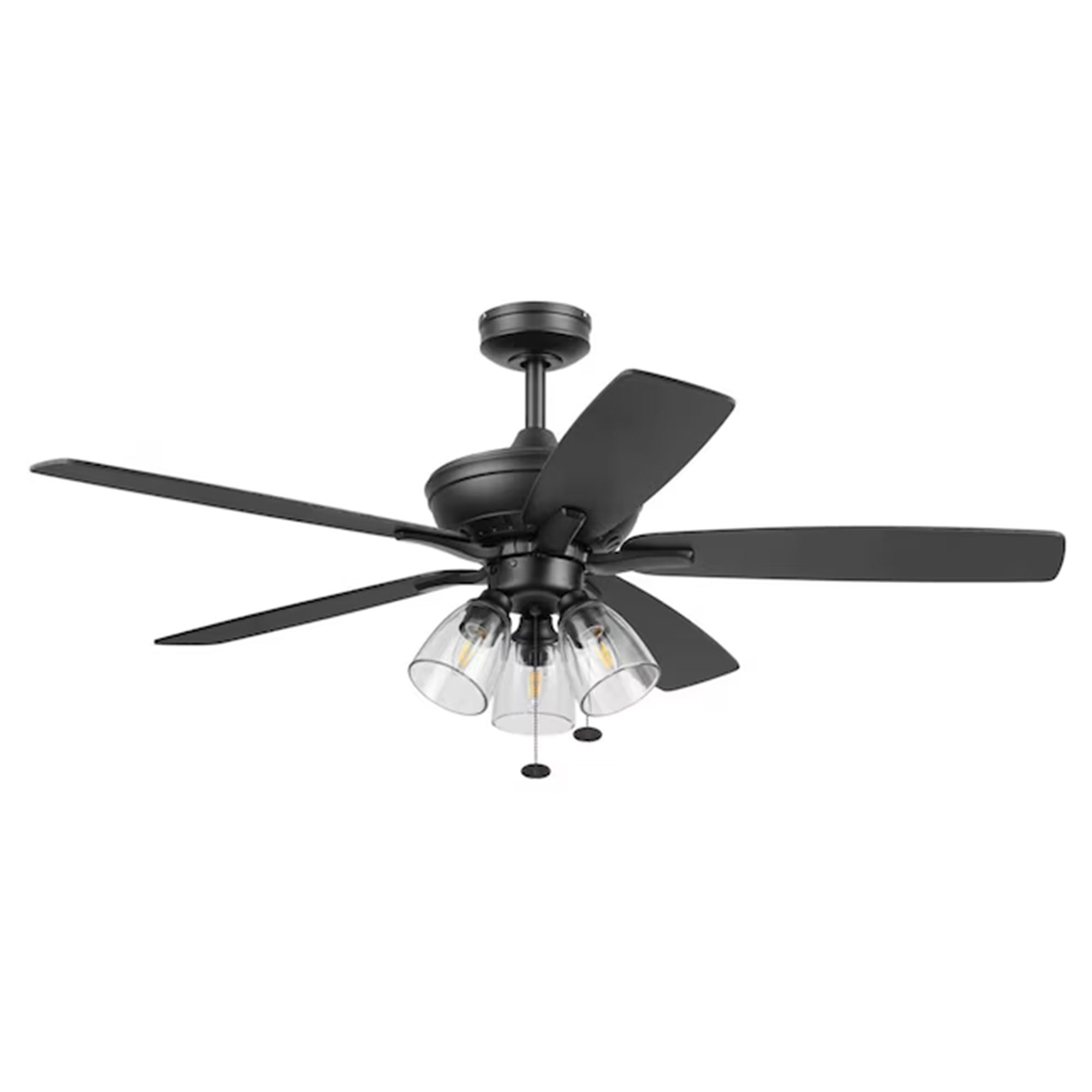 Prominence Home Glenmont 52" Indoor LED Ceiling Fan with Pull Chain, Matte Black - VMInnovations