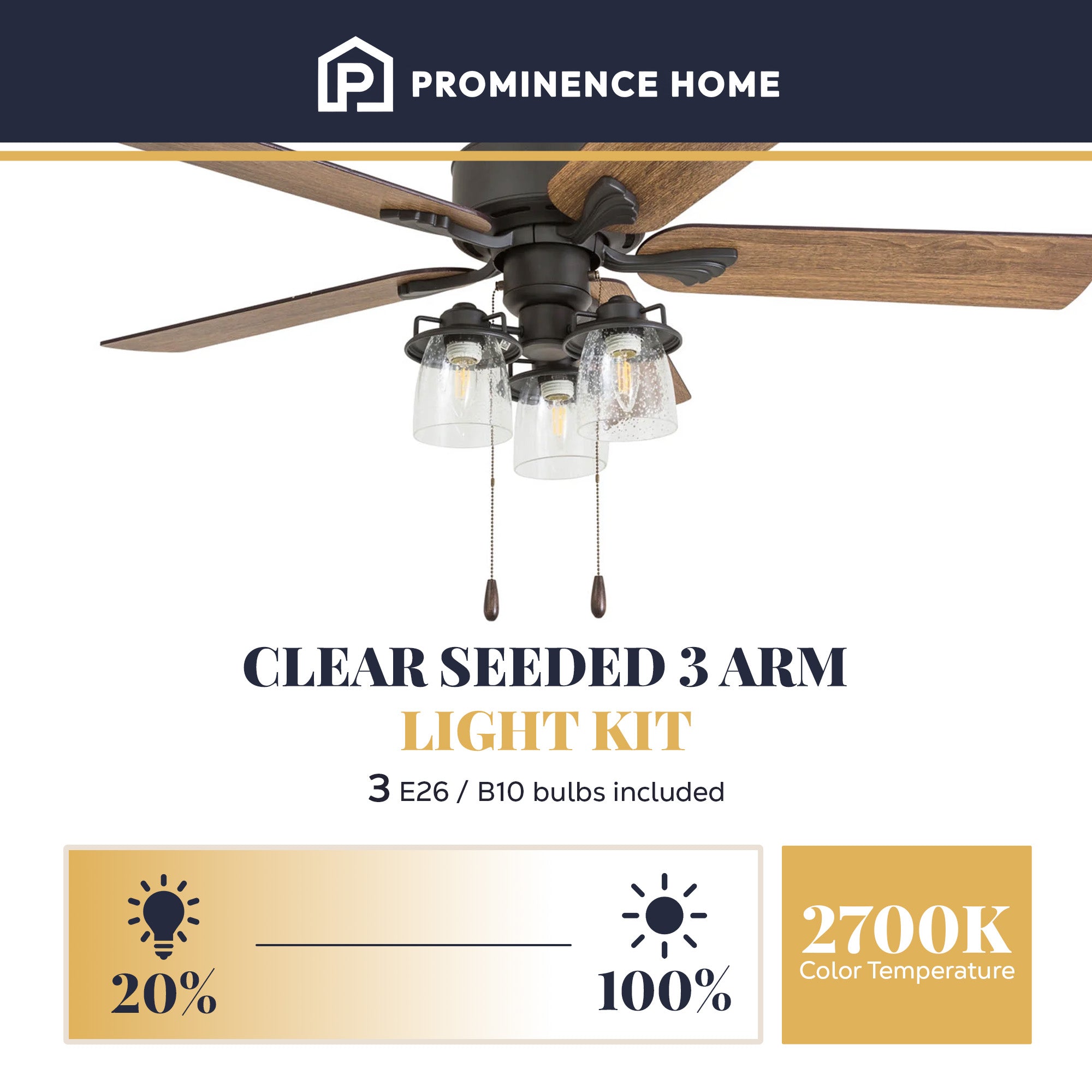 Prominence Home River Run 52" Farmhouse Ceiling Fan with Pull Chain, Bronze (For Parts)