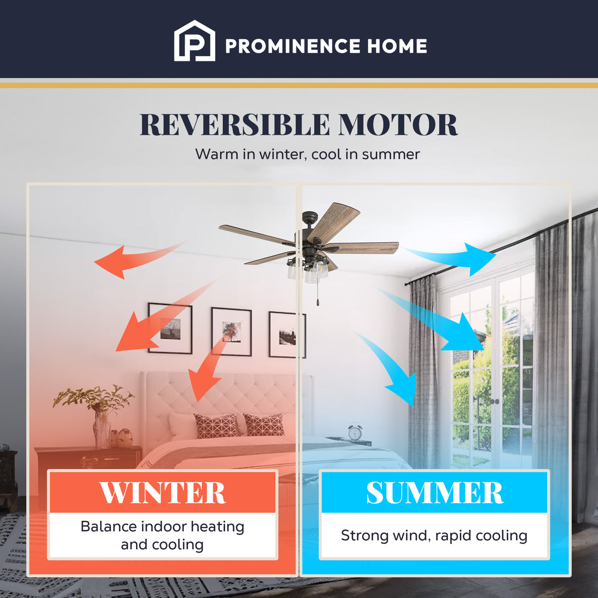 Prominence Home River Run 52" Farmhouse Ceiling Fan with Pull Chain (Open Box) - VMInnovations