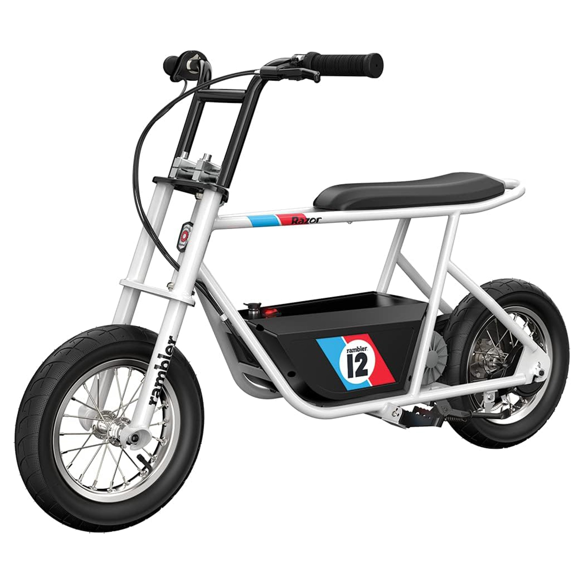 Razor Rambler 12 Electric Retro Minibike with 250W Motor & 24V Battery, White - VMInnovations