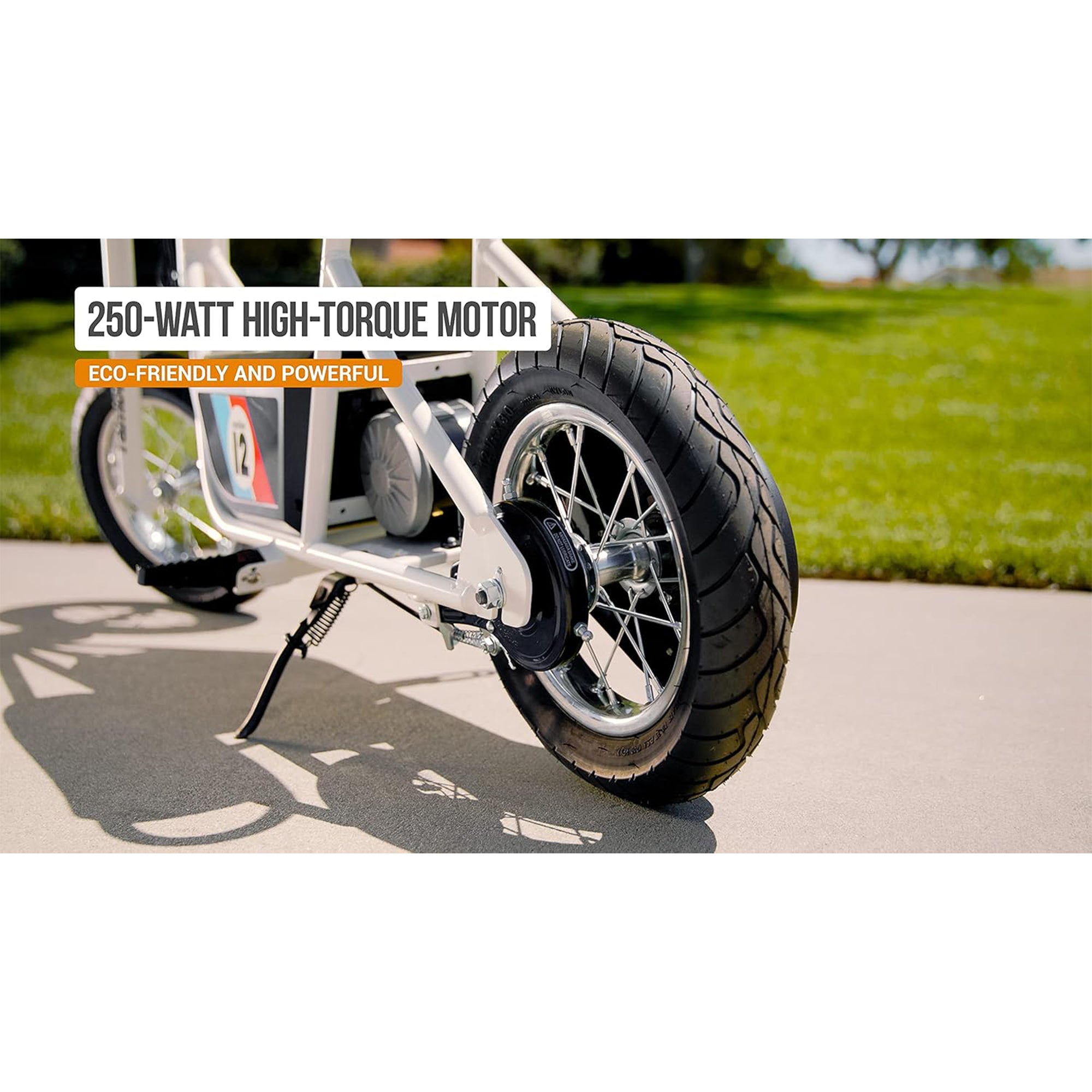 Razor Rambler 12 Electric Retro Minibike with 250W Motor & 24V Battery, White - VMInnovations