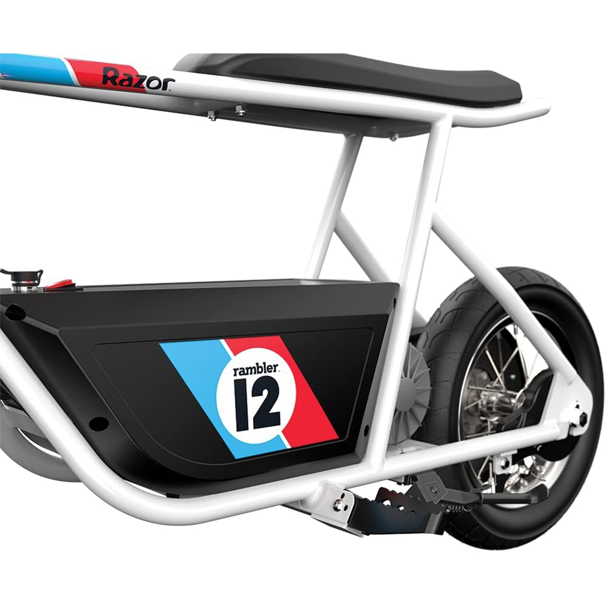 Razor Rambler 12 Electric Retro Minibike with 250W Motor & 24V Battery, White - VMInnovations