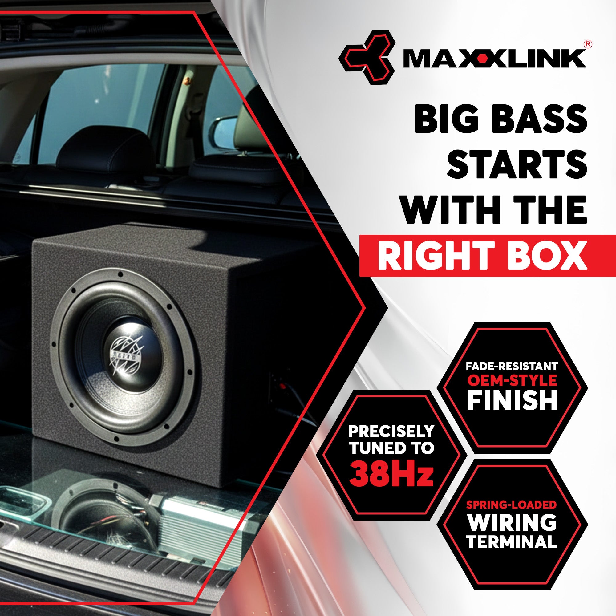 Maxxlink MBP-110 10" Single Sealed Subwoofer Box Enclosure, Universal Fit, Black - VMInnovations