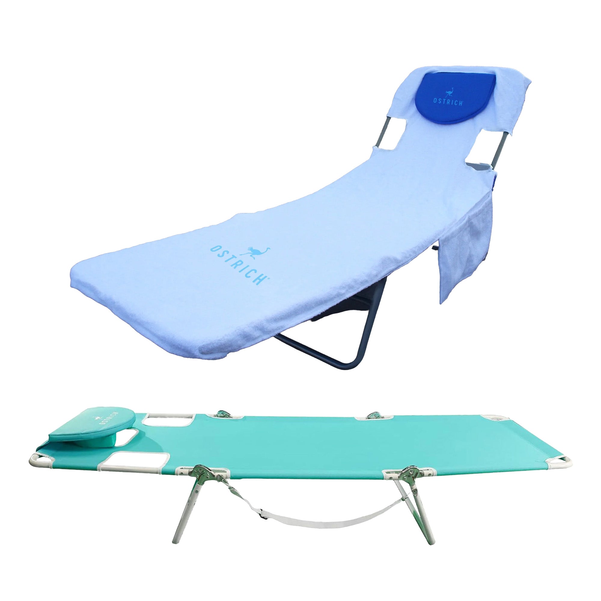 Ostrich The Original Chaise Lounge Portable Beach Chair & Custom Fitted Towel - VMInnovations