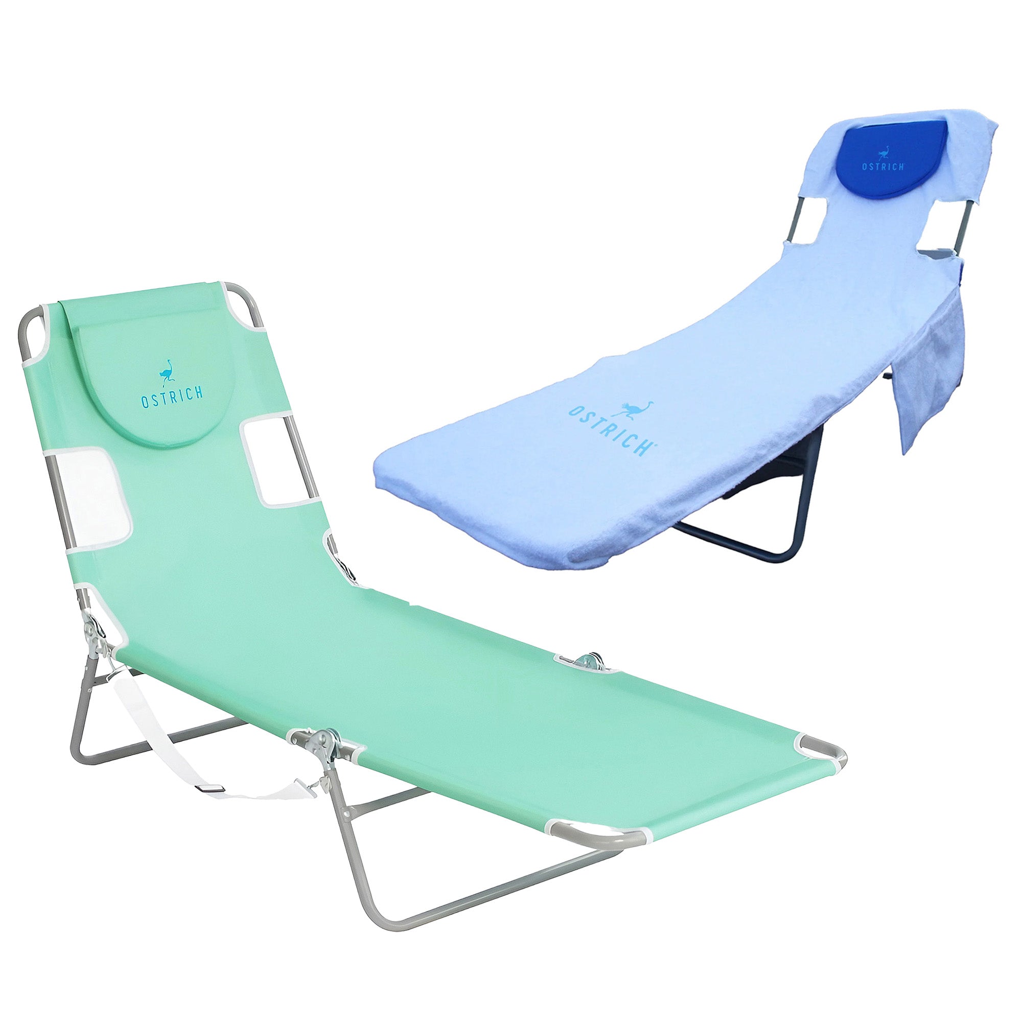 Ostrich The Original Chaise Lounge Portable Beach Chair & Custom Fitted Towel - VMInnovations