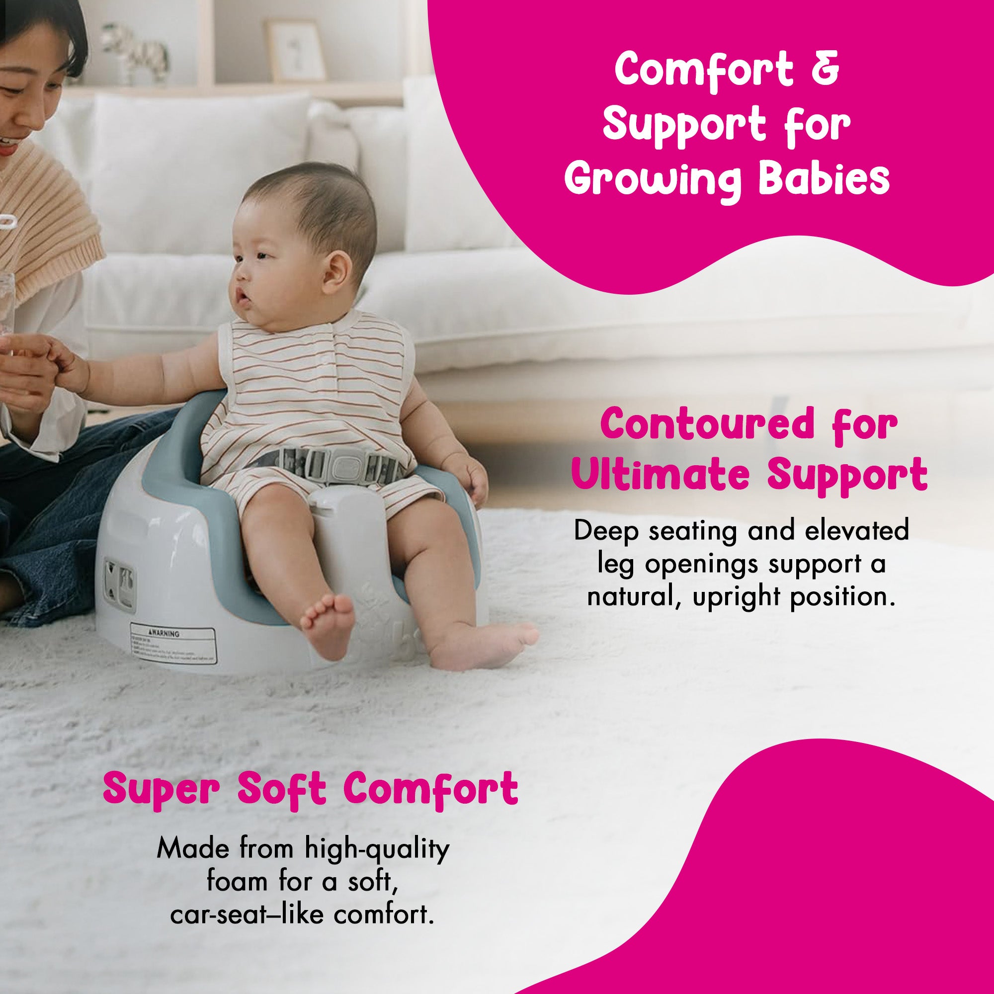 Bumbo Toddler Multi Seat 3-in-1 Booster High Chair & Tray, White/Mirage, 2 Pack