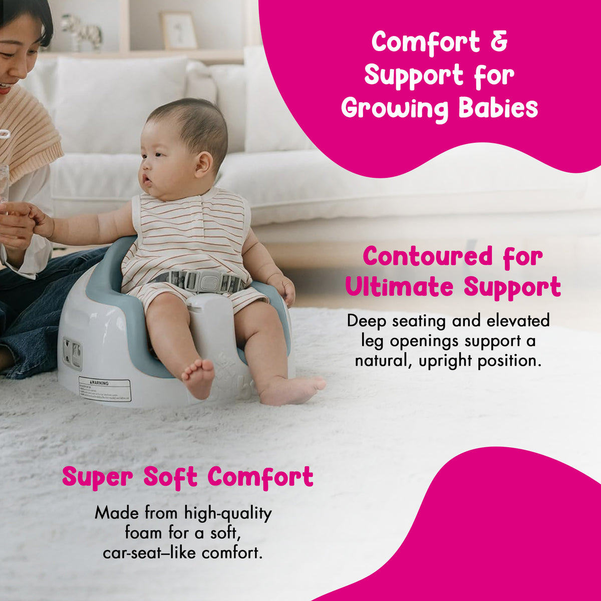 Bumbo Toddler Multi Seat 3-in-1 Booster High Chair & Tray, White/Mirage, 2 Pack