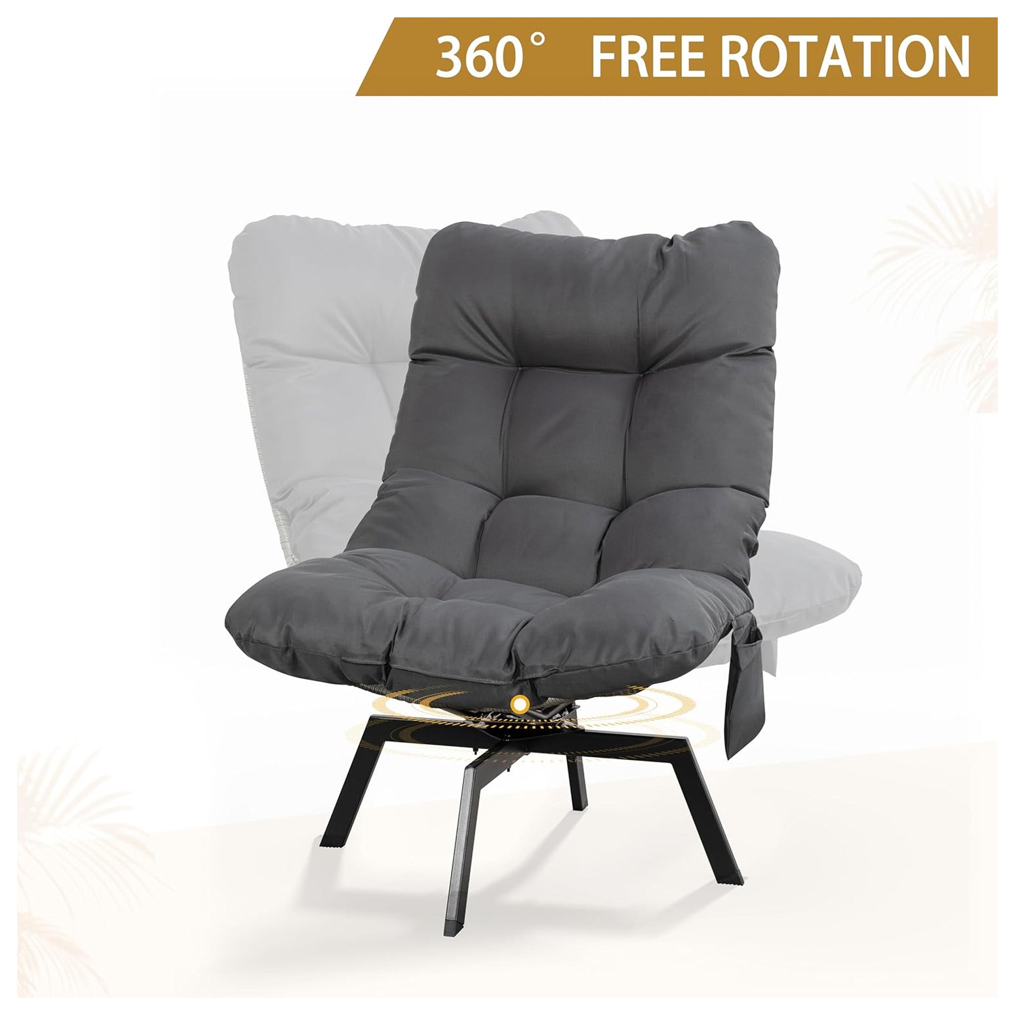 JAMFLY Swivel Accent Chair w/Cushion, Modern Wicker Seat for Home (Open Box) - VMInnovations