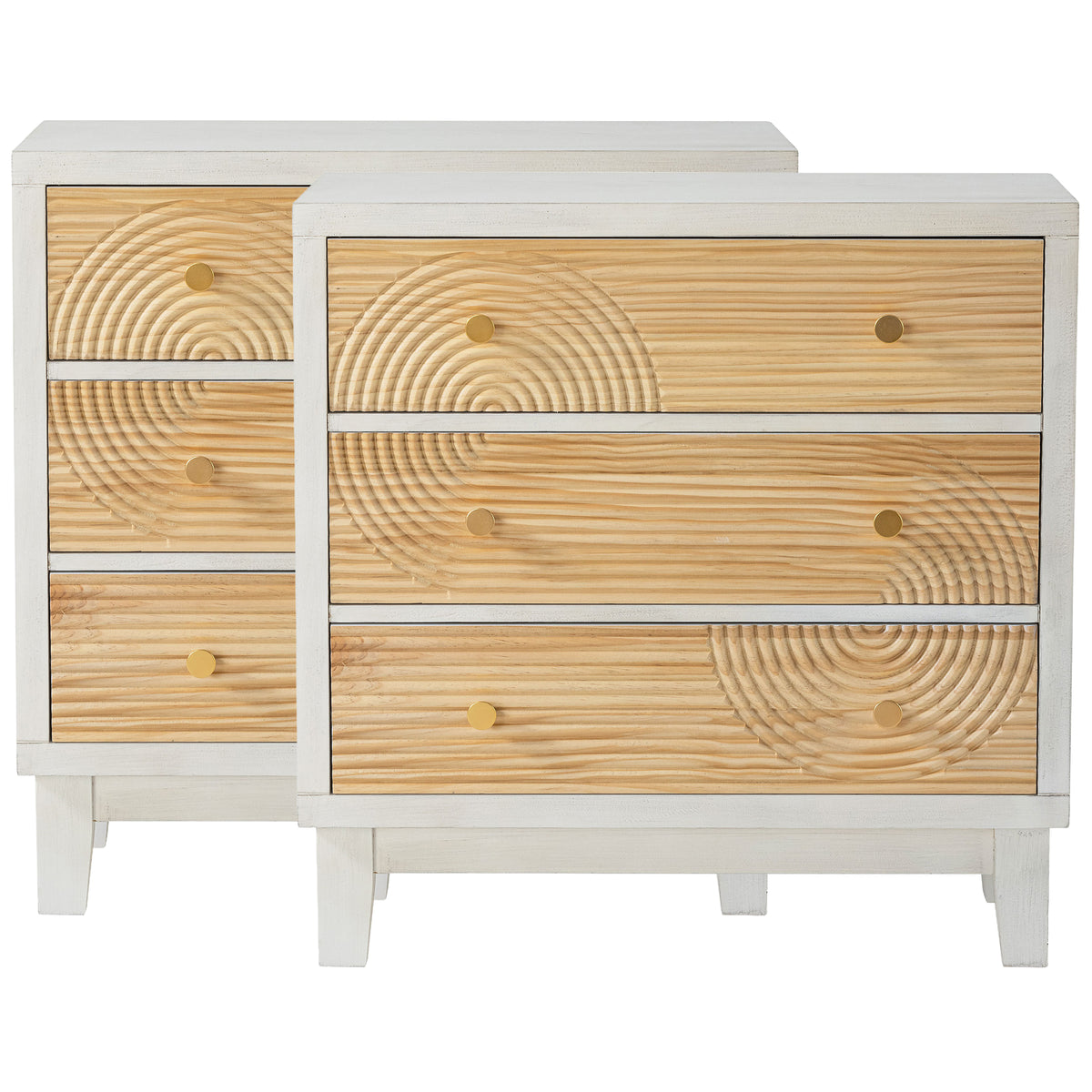 COZAYH 3-Drawer Farmhouse Dresser, Rustic Ring Motif Nightstand,(Open Box)