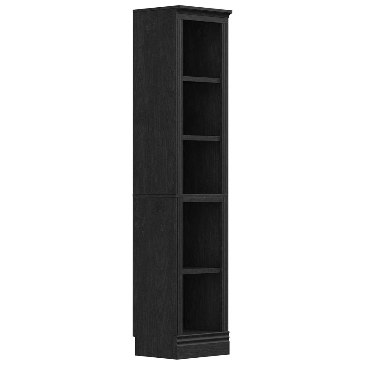VAUXHILL & CO. Halston Narrow Bookcase, Adjustable Storage Shelving Unit, Black