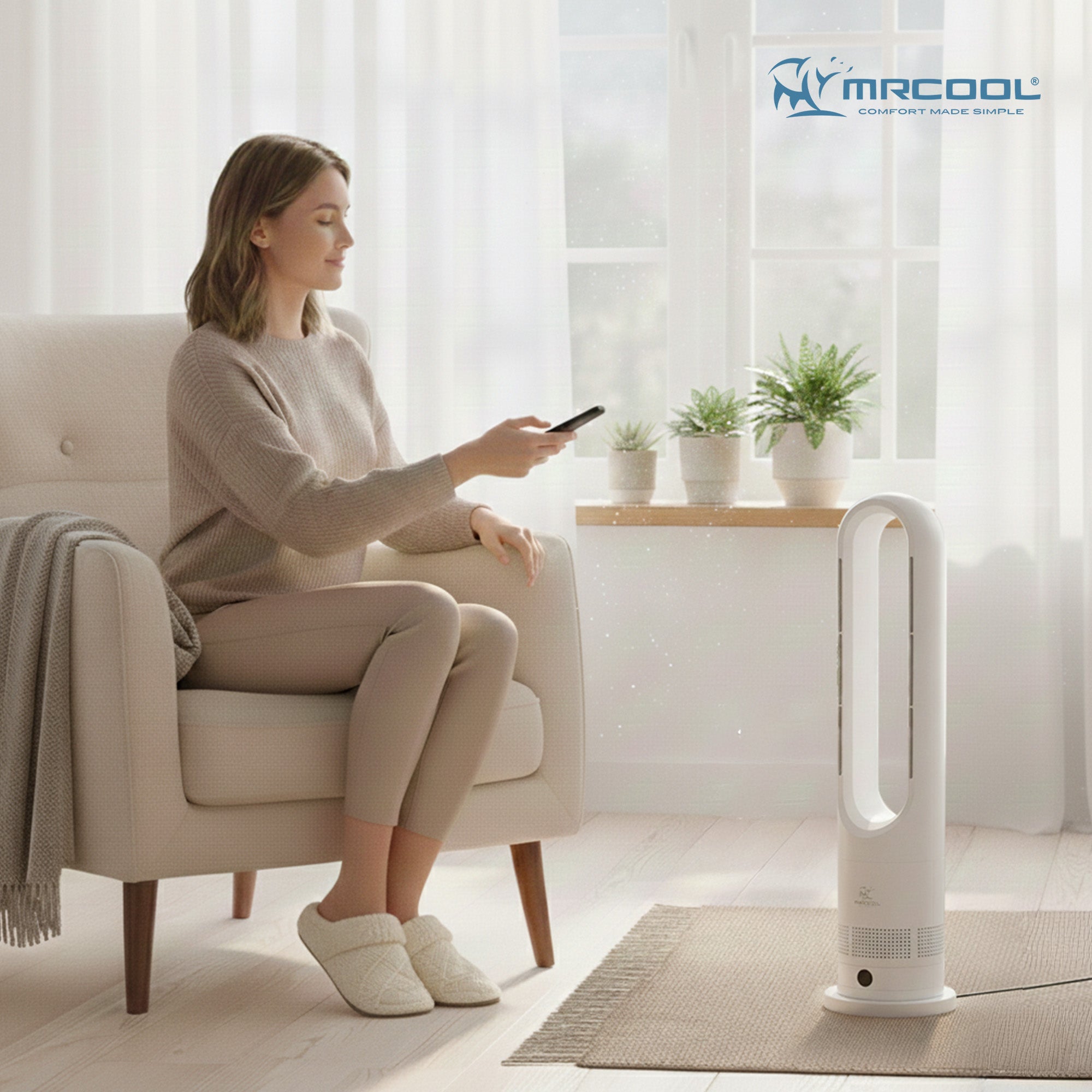 MRCOOL MrBreeze 4K BTU Portable Bladeless Heater and Cooling Tower Fan, (Used)