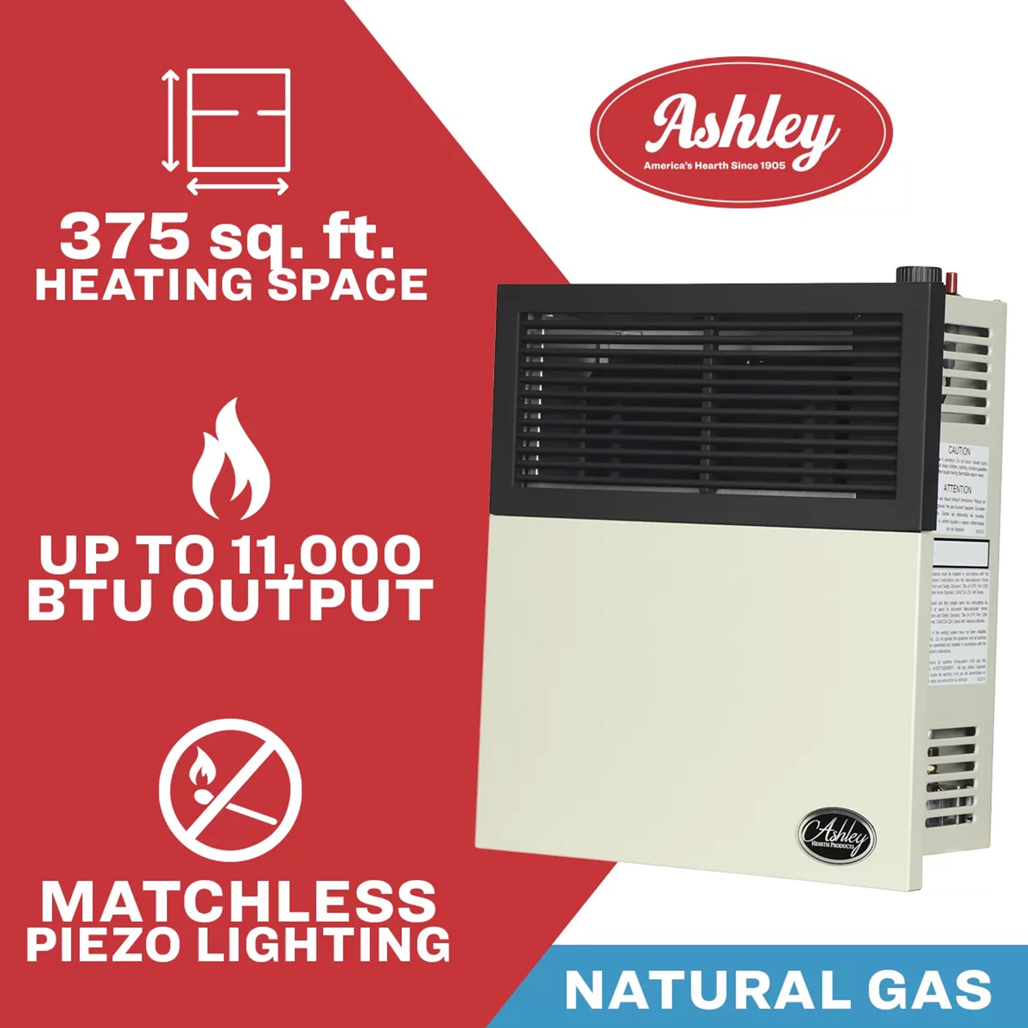 Ashley Hearth 11,000 BTU Direct Vent Propane Wall Heater, Cream (Open Box) - VMInnovations
