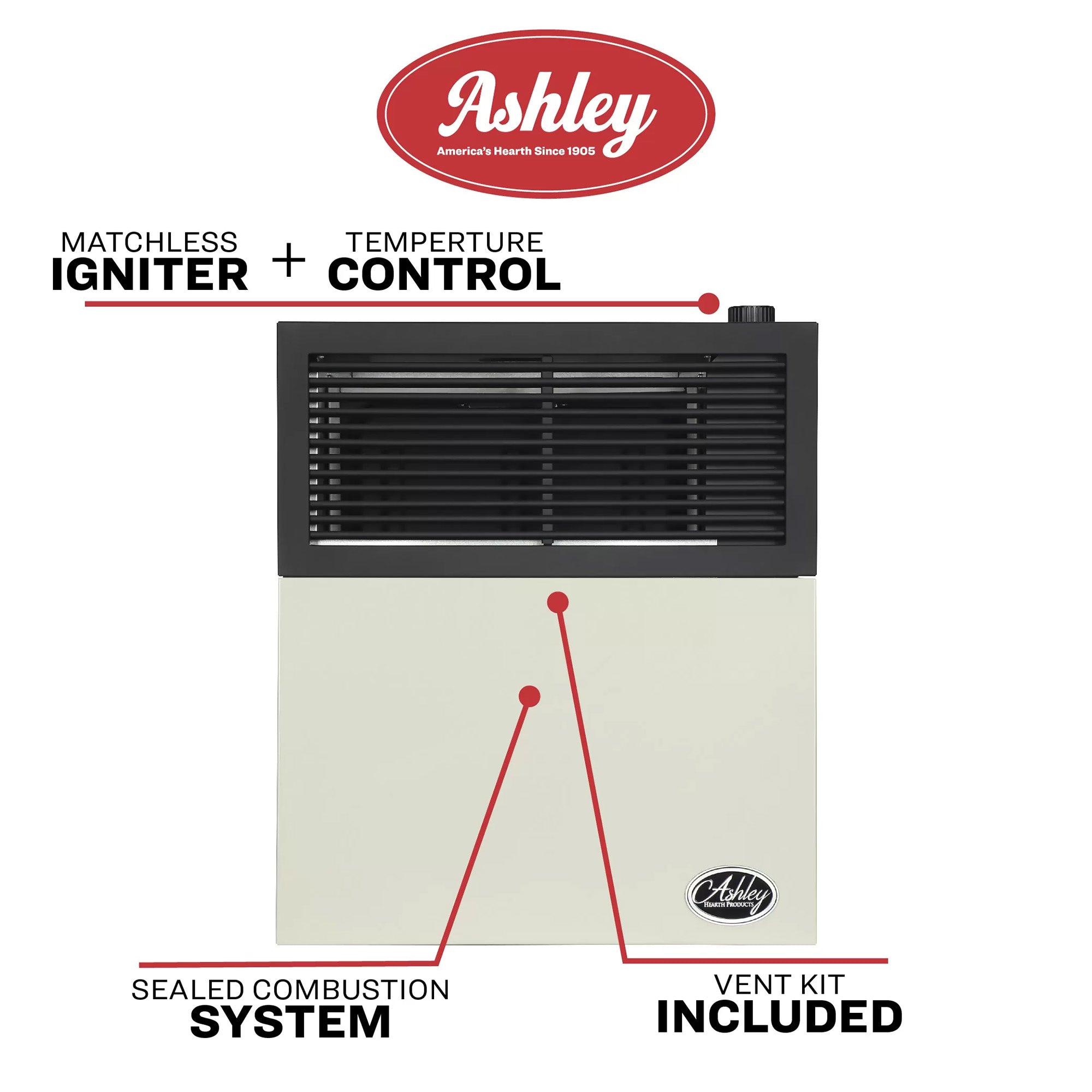 Ashley Hearth 11,000 BTU Direct Vent Propane Wall Heater, Cream (Open Box) - VMInnovations