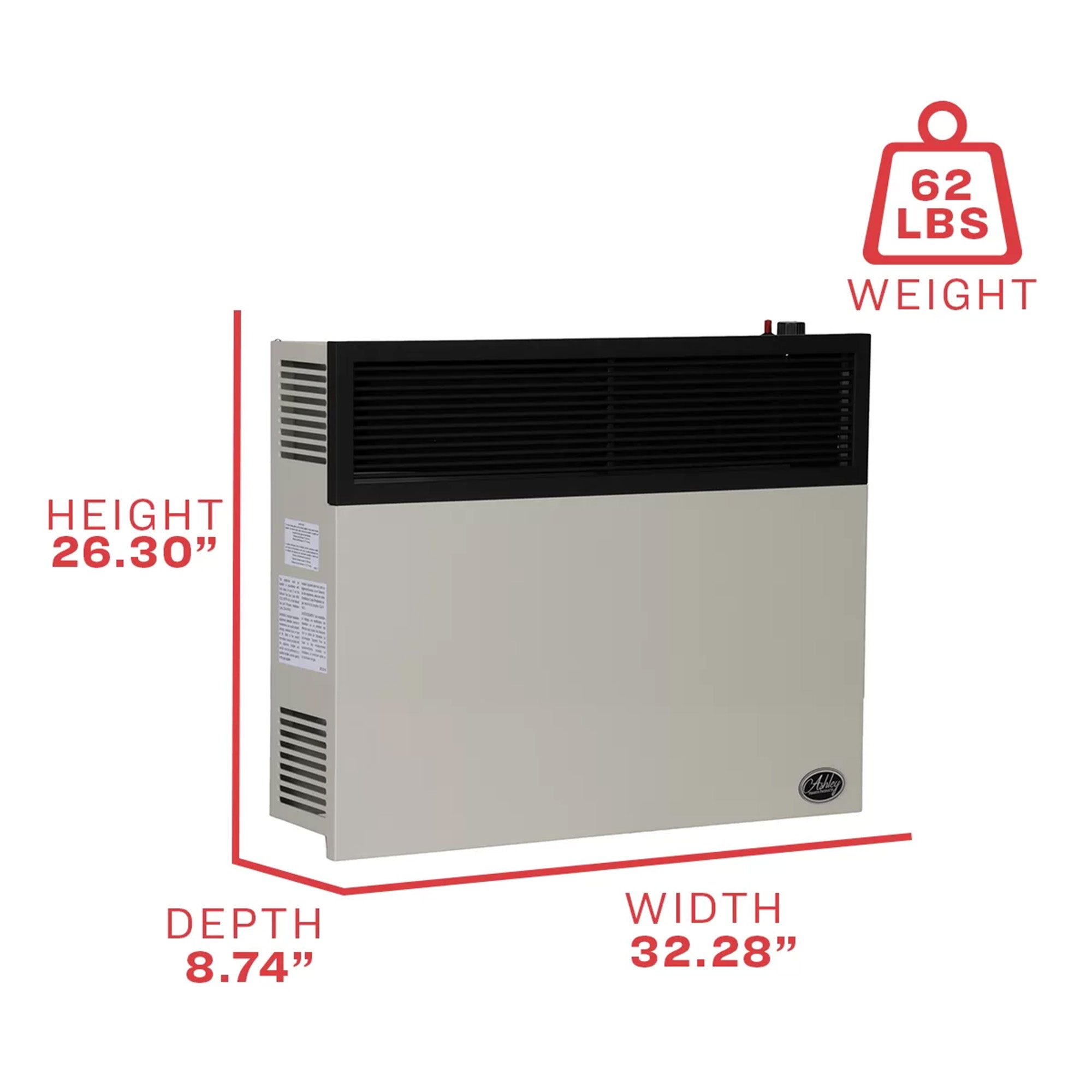 Ashley Hearth 25,000 BTU Direct Vent Propane Wall Heater, Cream (Open Box) - VMInnovations