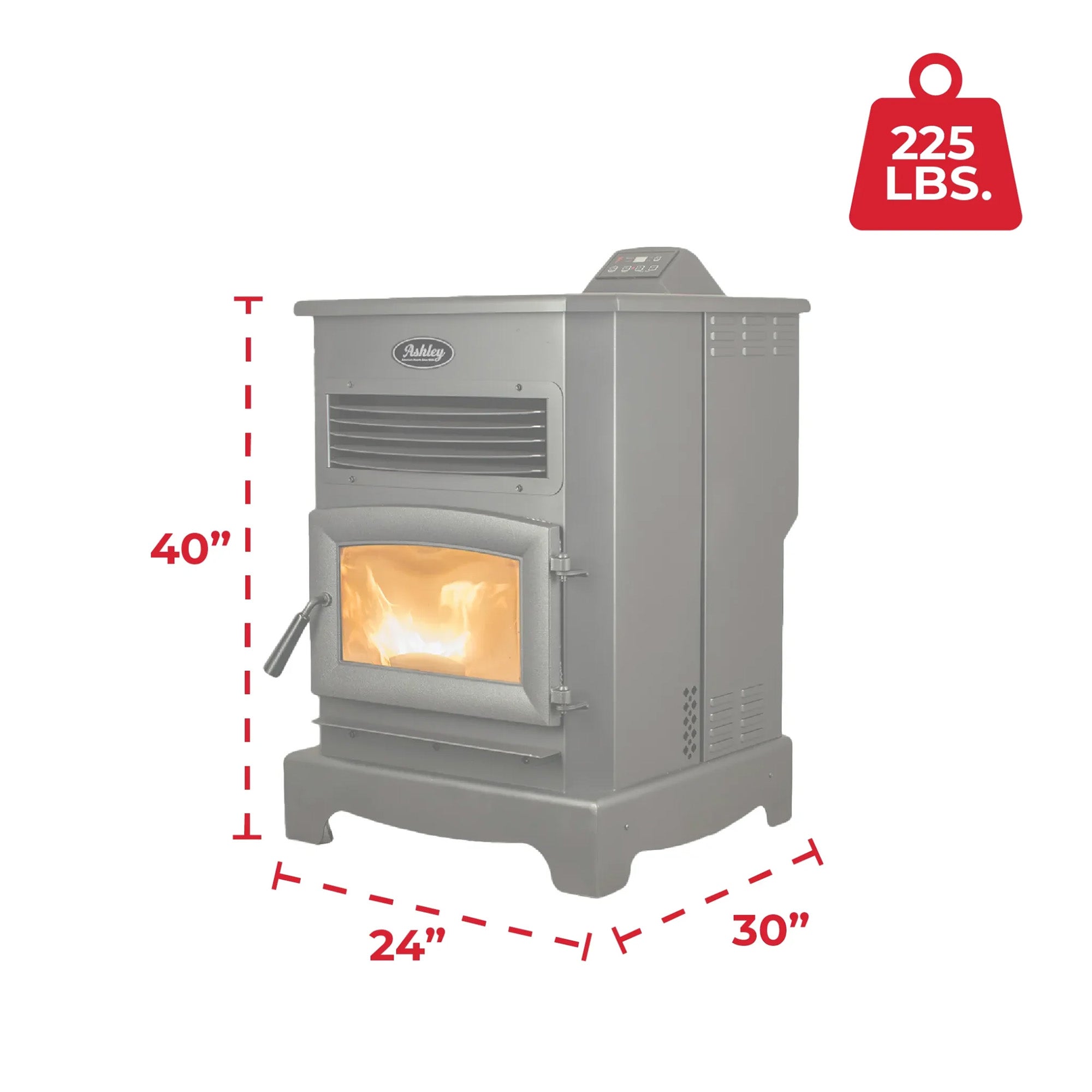 Ashley Hearth Pellet Stove Home Heater WiFi & Bluetooth Control, AP5622-W, Black - VMInnovations