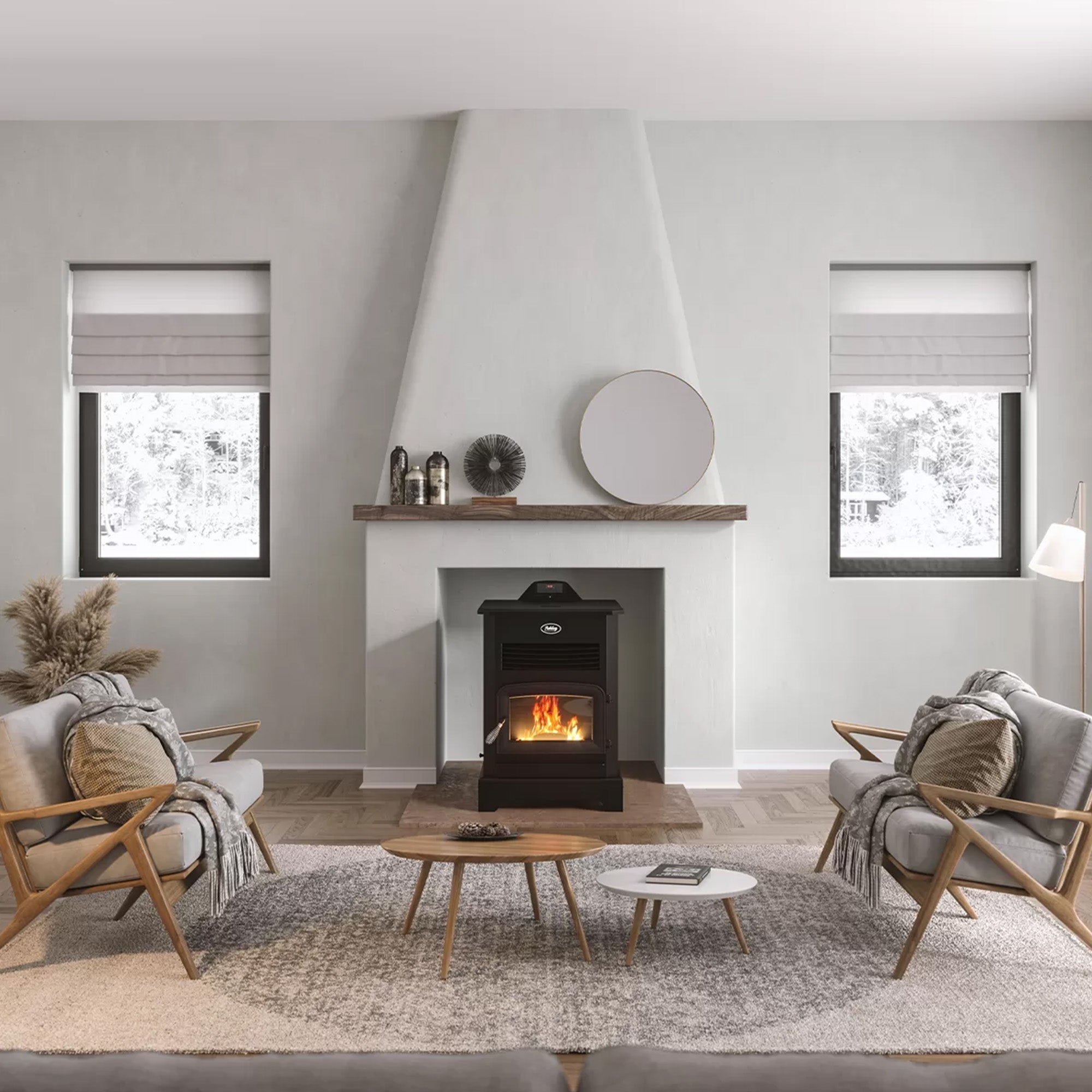 Ashley Hearth Pellet Stove Home Heater WiFi & Bluetooth Control, AP5622-W, Black - VMInnovations