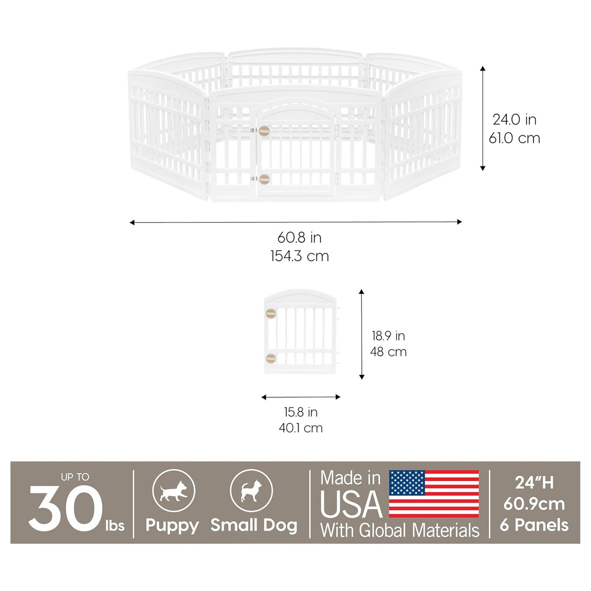 IRIS USA 24" 6-Panel Dog Playpen with Door, Indoor Pet Puppy Fence (Open Box) - VMInnovations