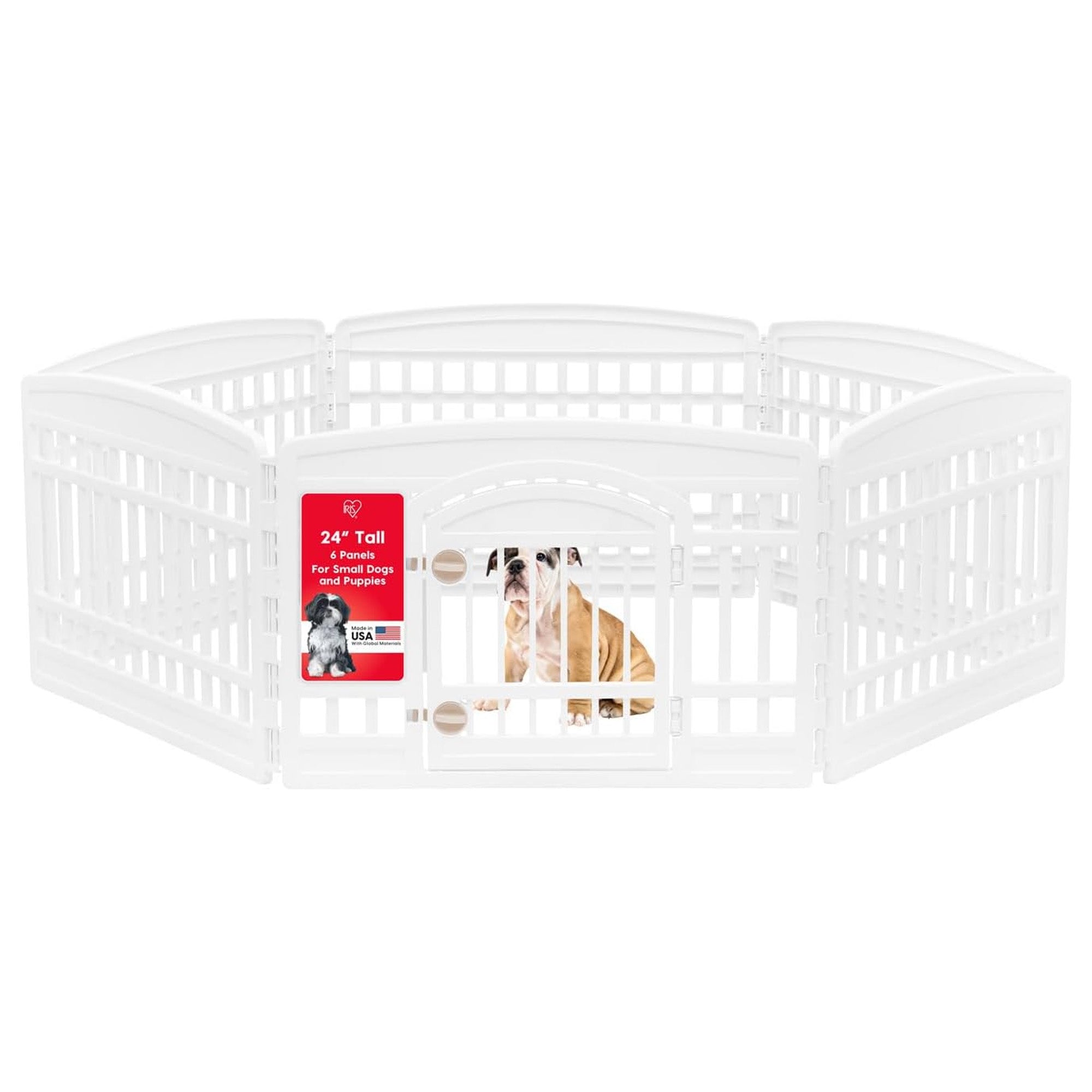 IRIS USA 24" 6-Panel Dog Playpen with Door, Indoor Pet Puppy Fence (Open Box) - VMInnovations