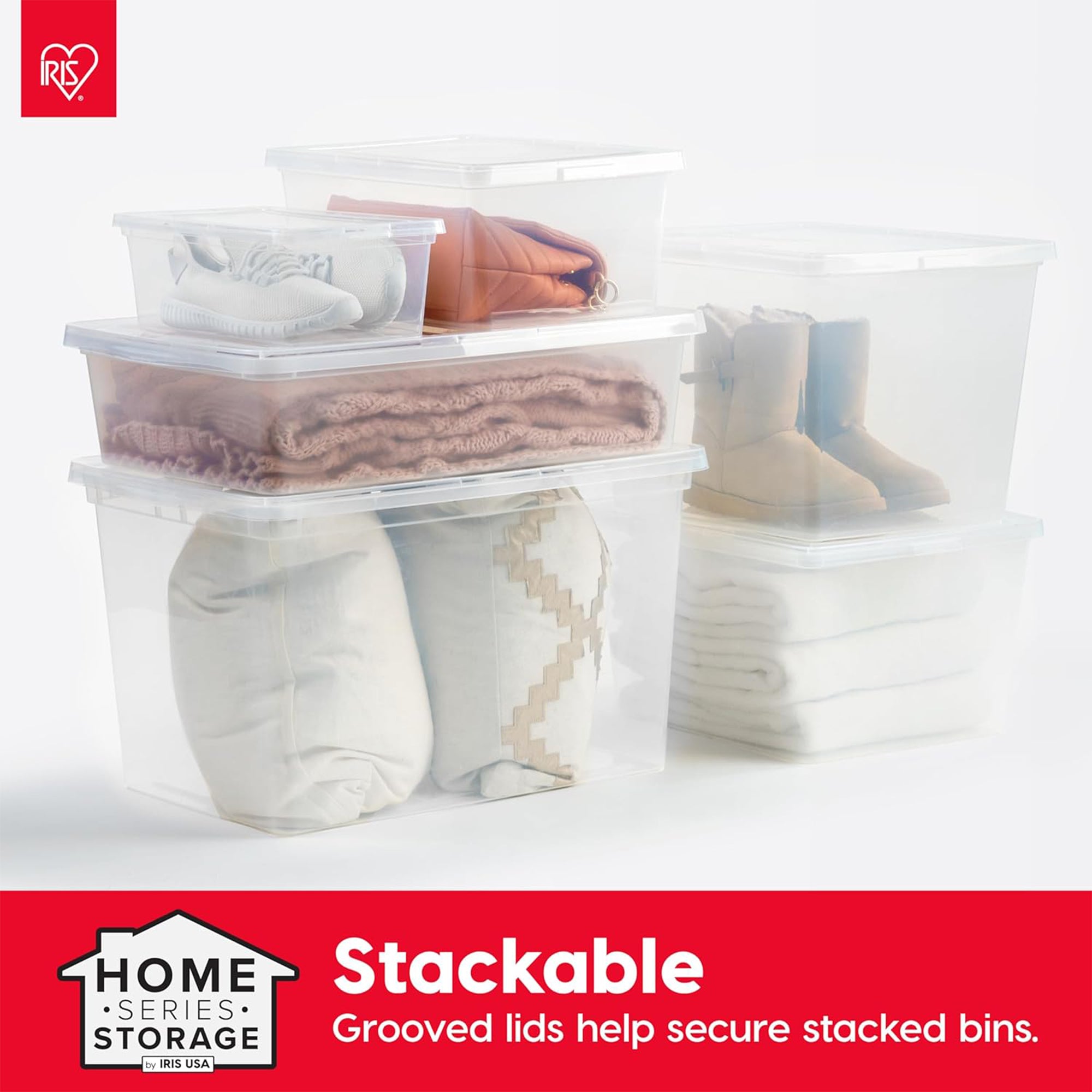 IRIS USA 40 Pack 6 Qt Storage Bin, Clear Stackable Plastic Containers with Lids - VMInnovations