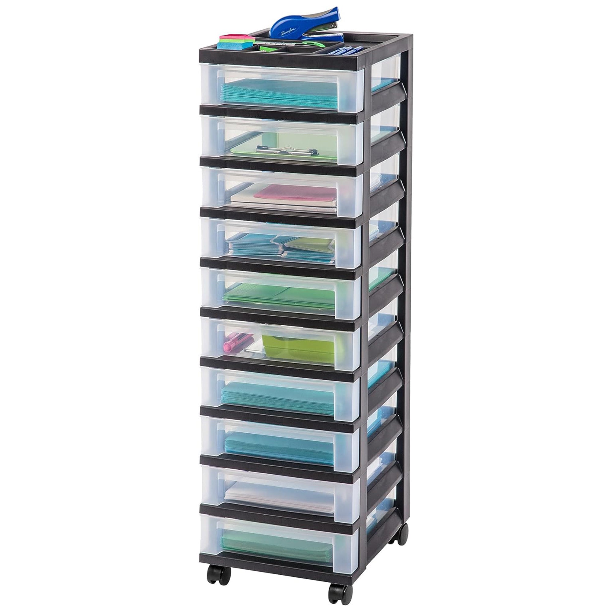 IRIS USA 10-Drawer Plastic Storage Organizer Cart and Caster Wheels (Used)