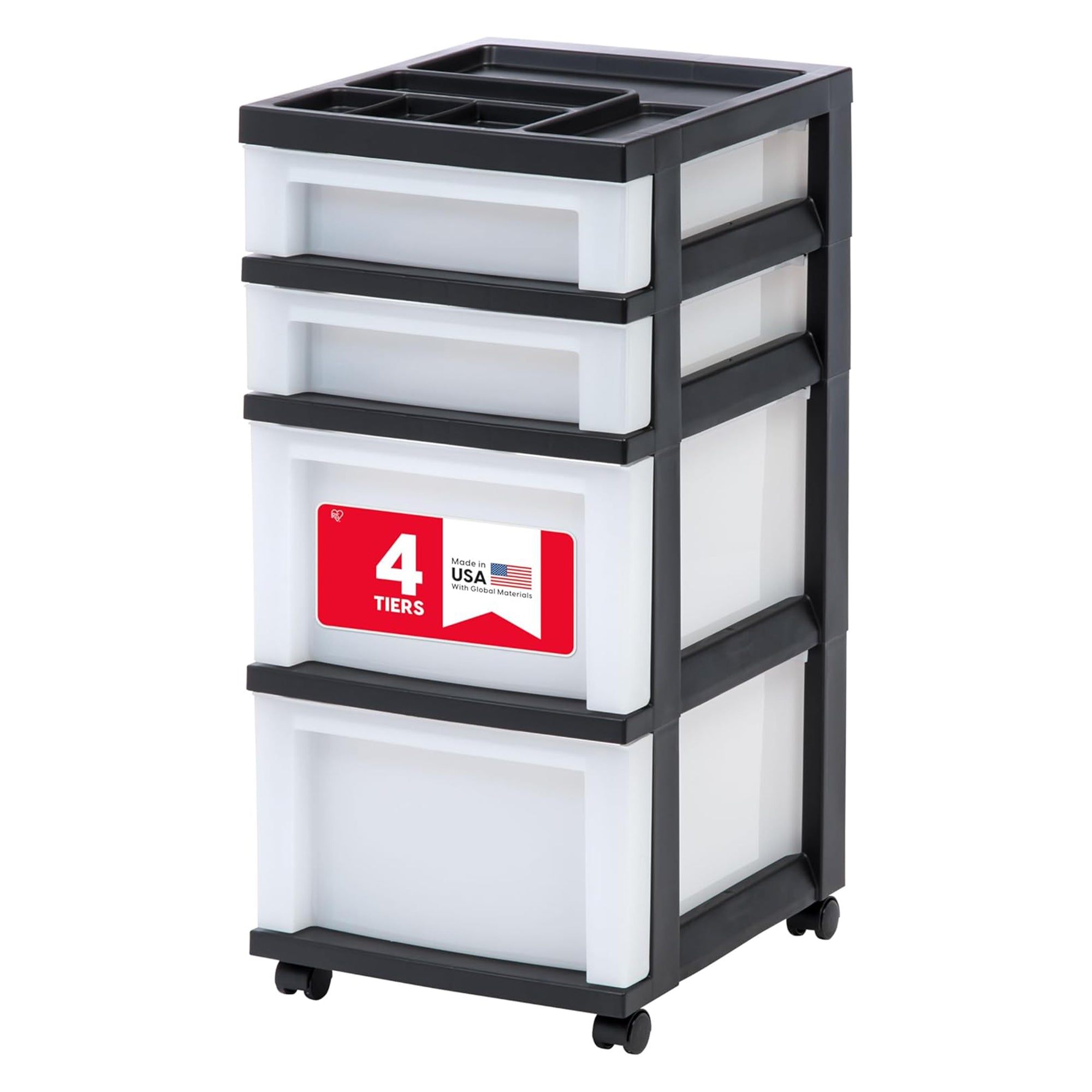 IRIS USA 4-Drawer Rolling Storage Cart, Plastic Craft Organizer (Open Box) - VMInnovations